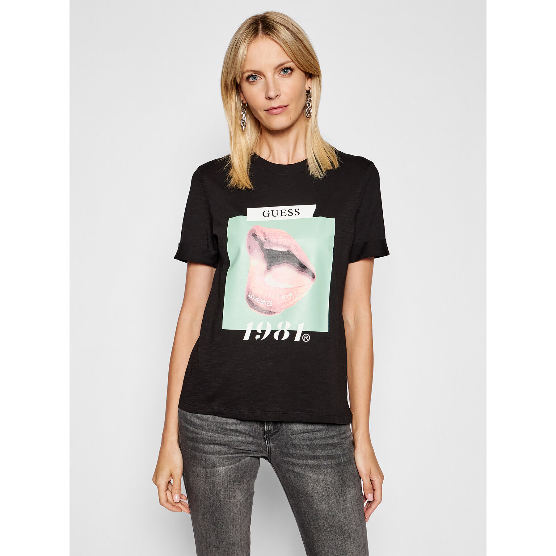 Guess Тишърт Odette W1YI0T R8G00 Черен Regular Fit - Pepit.bg