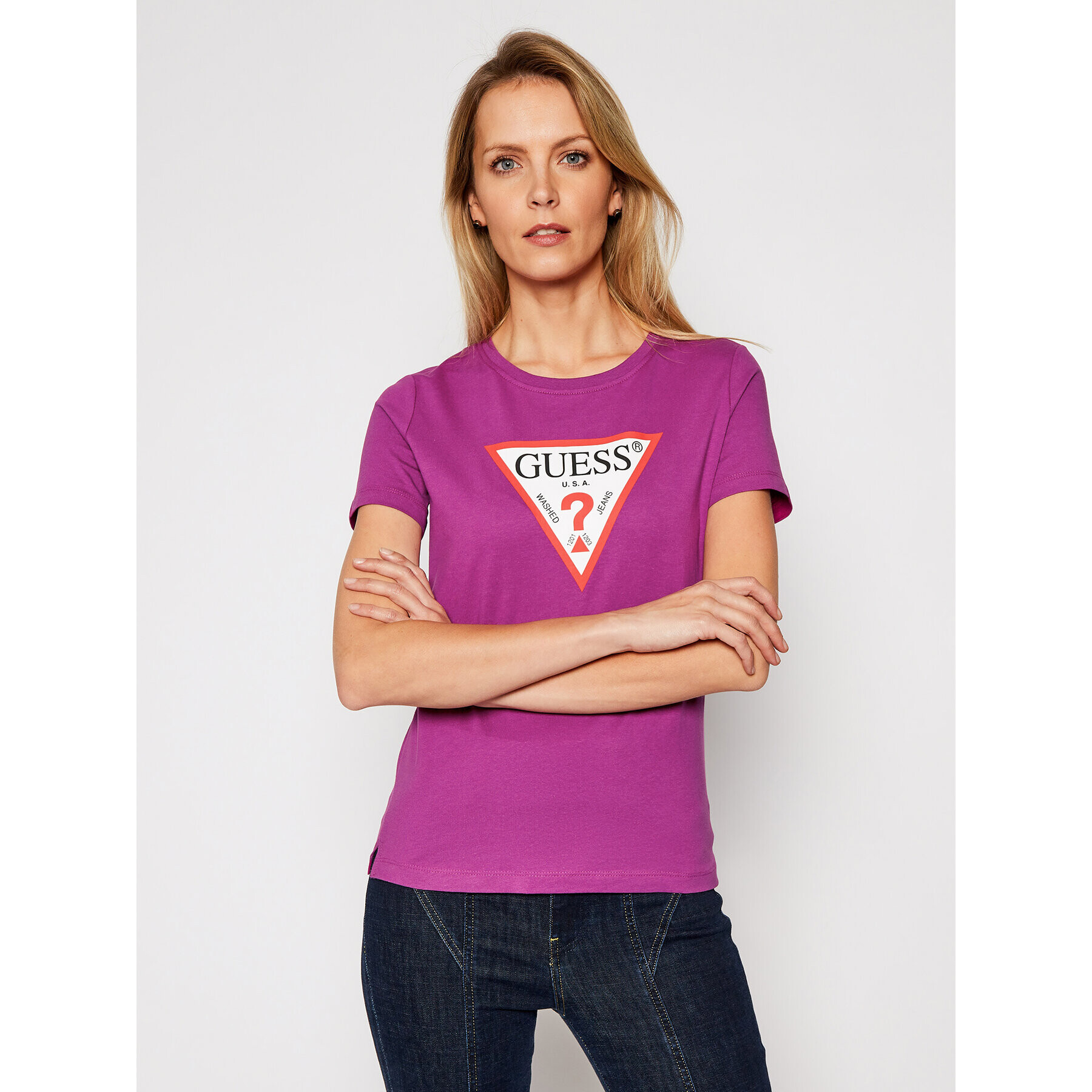Guess Тишърт Original Tee W1RI00 I3Z11 Виолетов Regular Fit - Pepit.bg