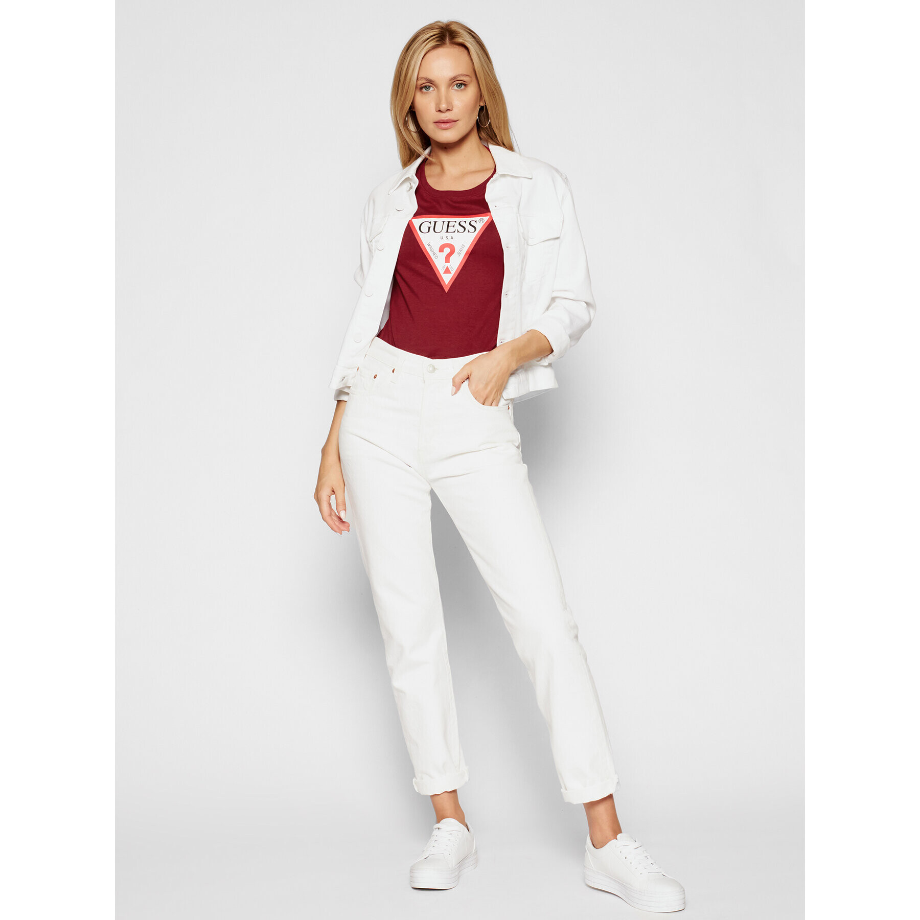 Guess Тишърт Original W1YI1B I3Z11 Бордо Boxy Fit - Pepit.bg