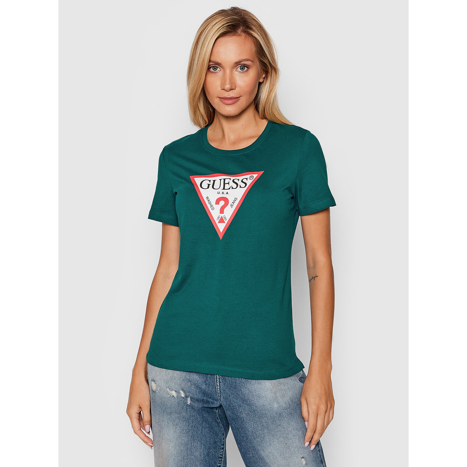 Guess Тишърт Original W1YI1B I3Z11 Зелен Boxy Fit - Pepit.bg