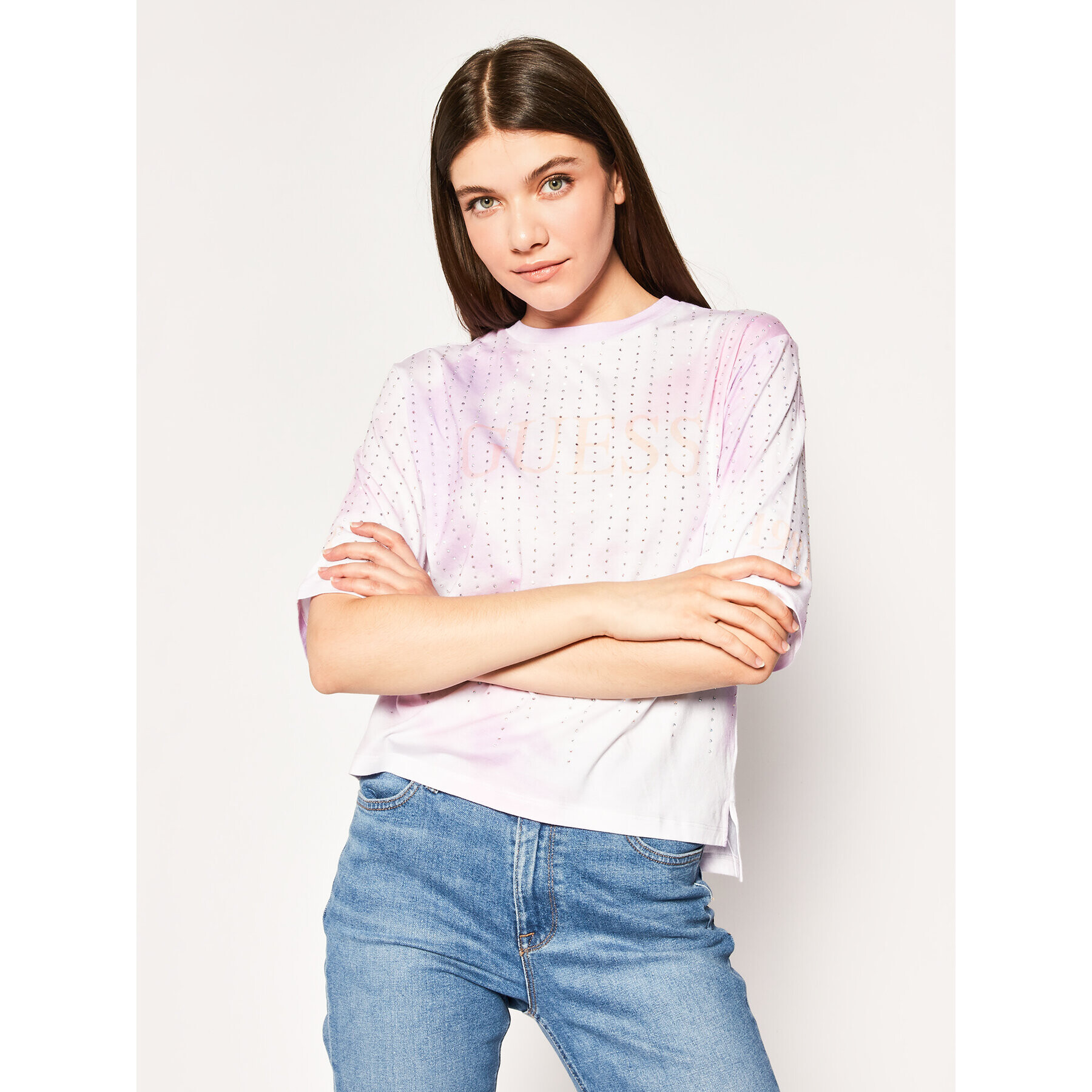 Guess Тишърт Pastel Tee W0GI83 K46D0 Розов Oversize - Pepit.bg