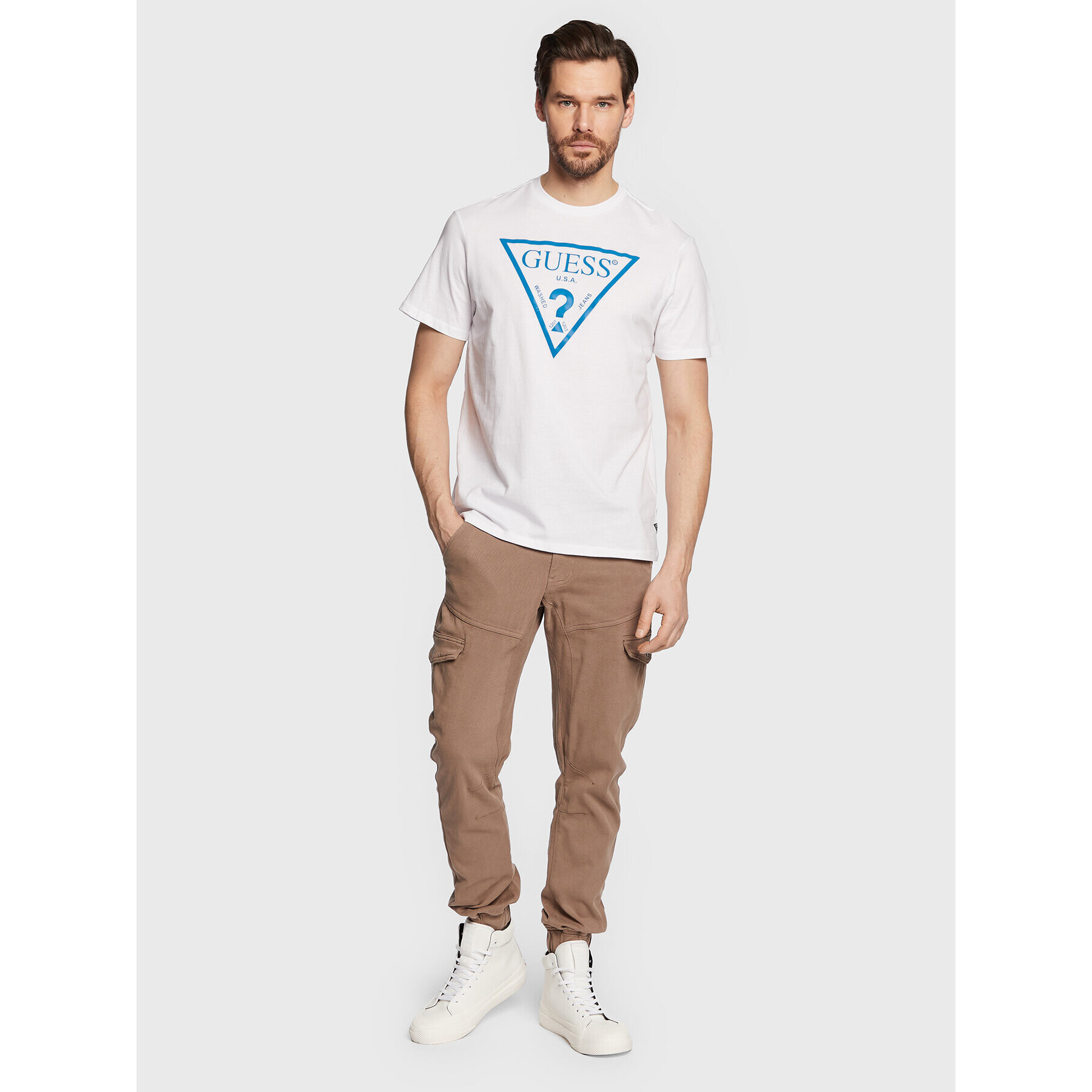 Guess Тишърт Reflective Logo M3GI44 K9RM1 Бял Slim Fit - Pepit.bg