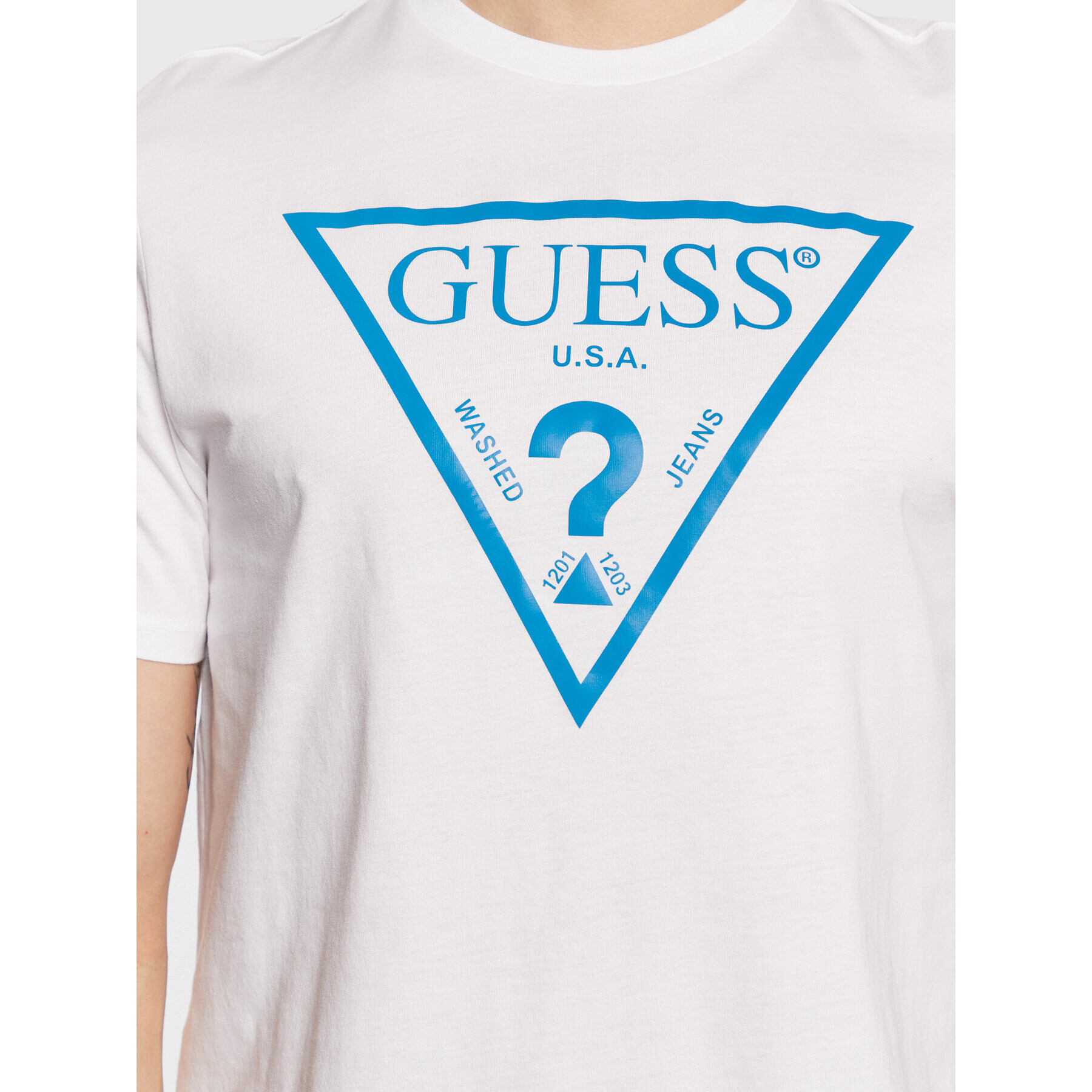 Guess Тишърт Reflective Logo M3GI44 K9RM1 Бял Slim Fit - Pepit.bg