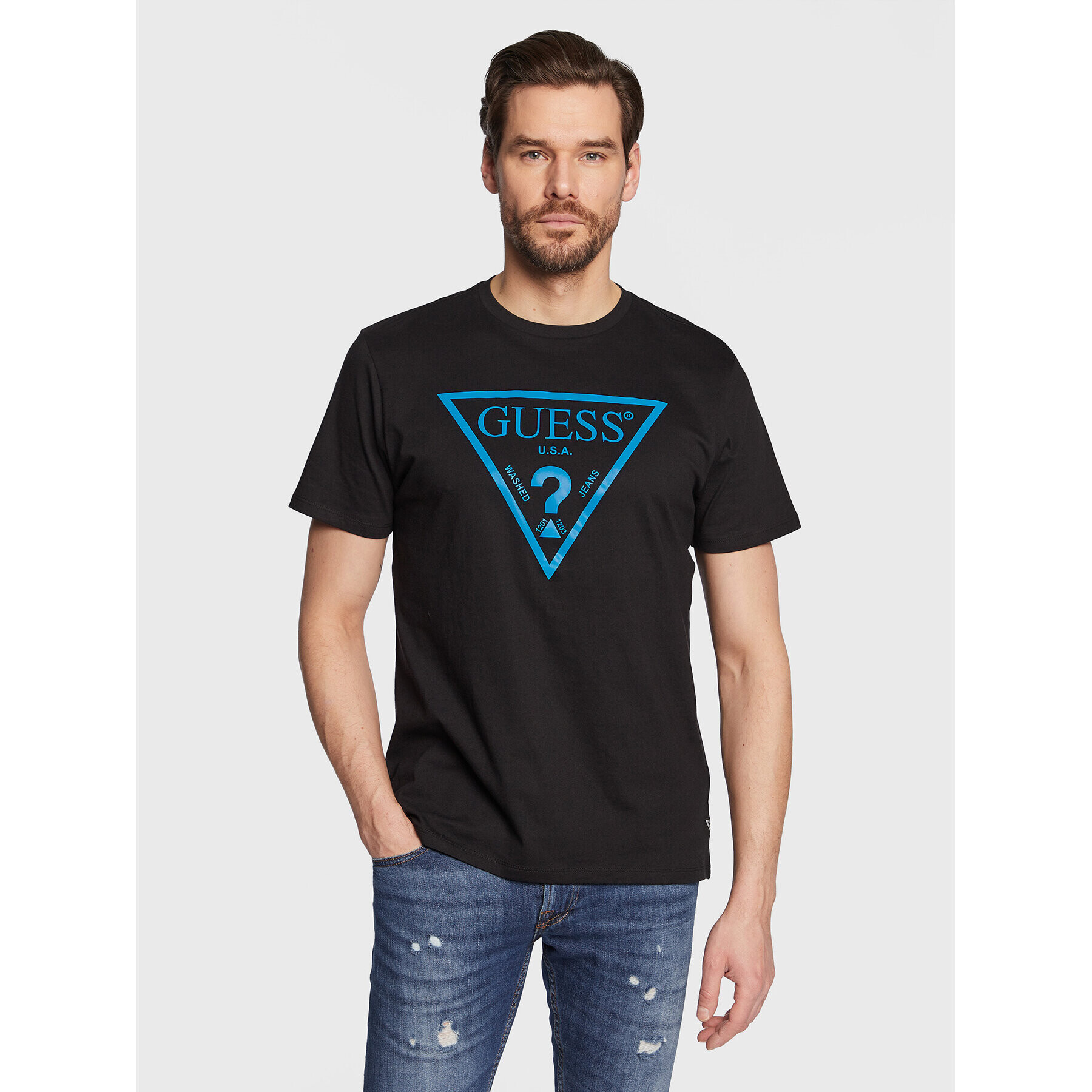 Guess Тишърт Reflective Logo M3GI44 K9RM1 Черен Slim Fit - Pepit.bg