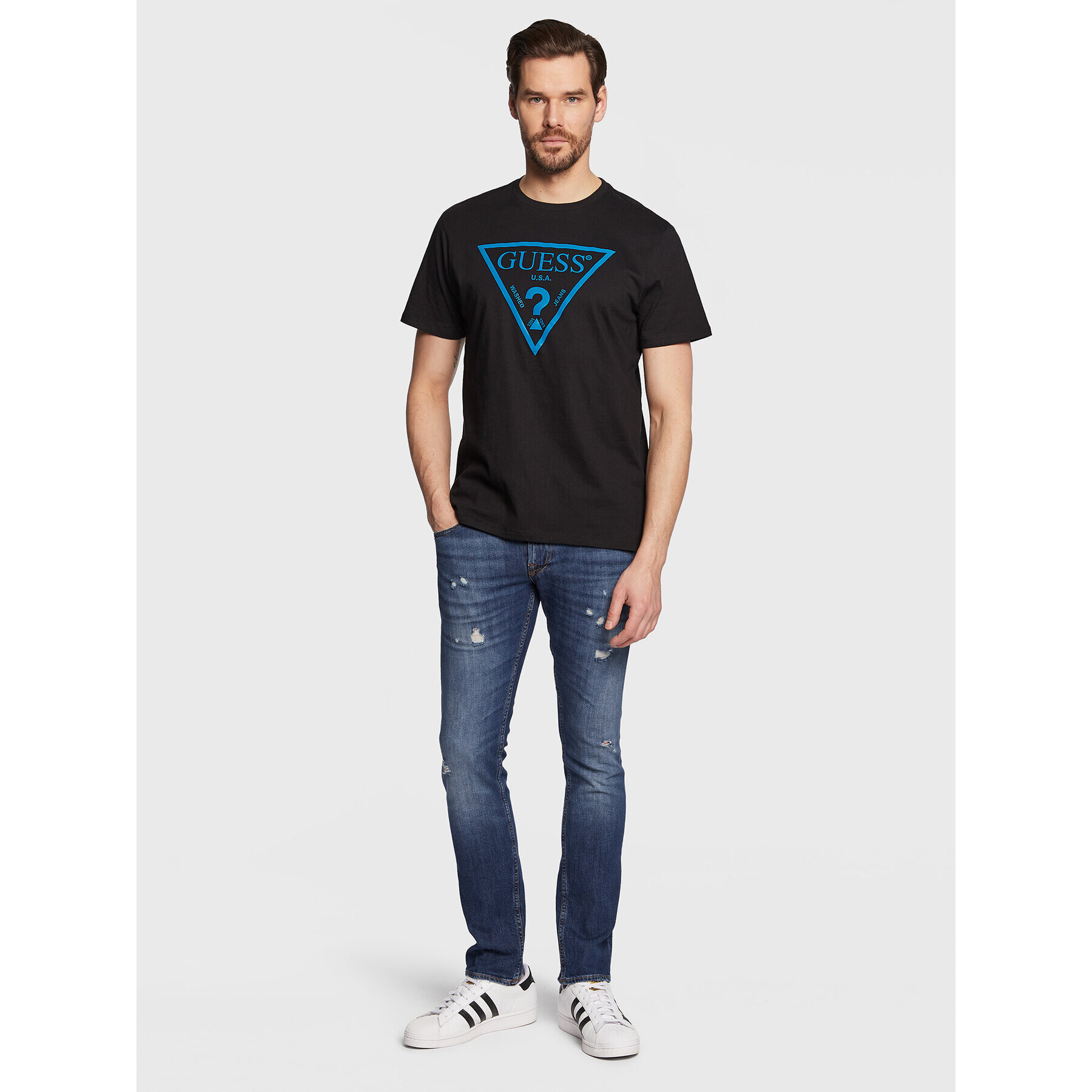 Guess Тишърт Reflective Logo M3GI44 K9RM1 Черен Slim Fit - Pepit.bg