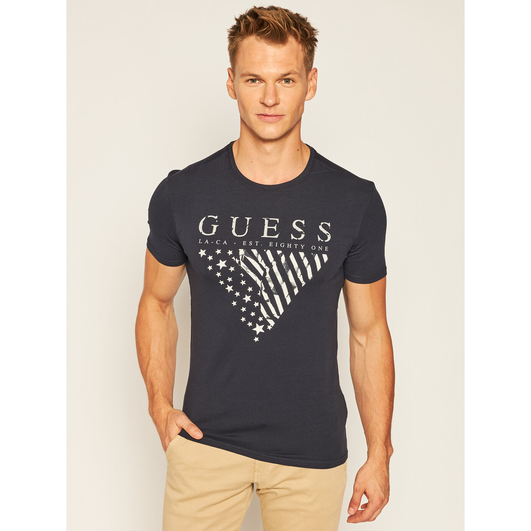 Guess Тишърт Reyn M73I21 J1300 Тъмносин Super Slim Fit - Pepit.bg