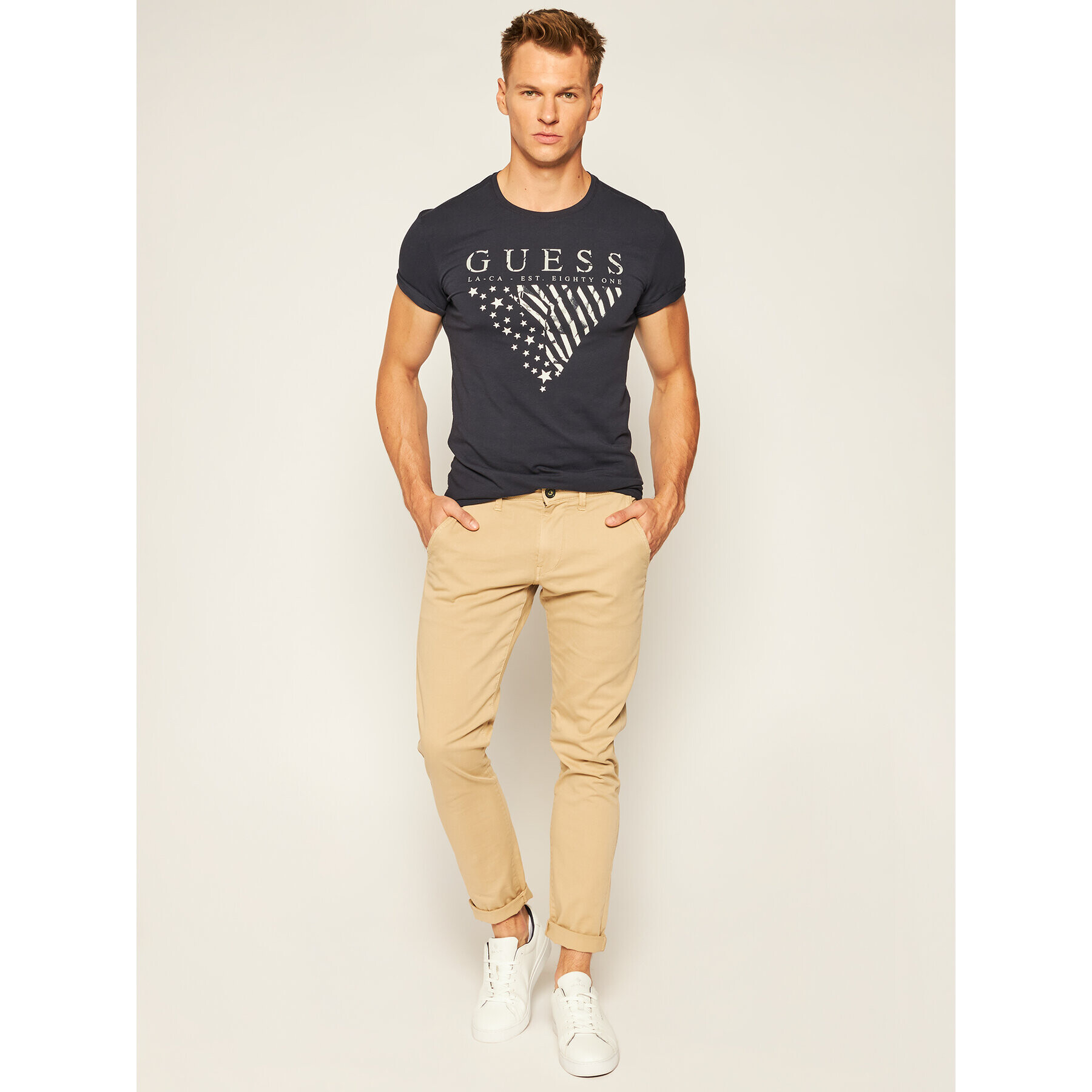 Guess Тишърт Reyn M73I21 J1300 Тъмносин Super Slim Fit - Pepit.bg