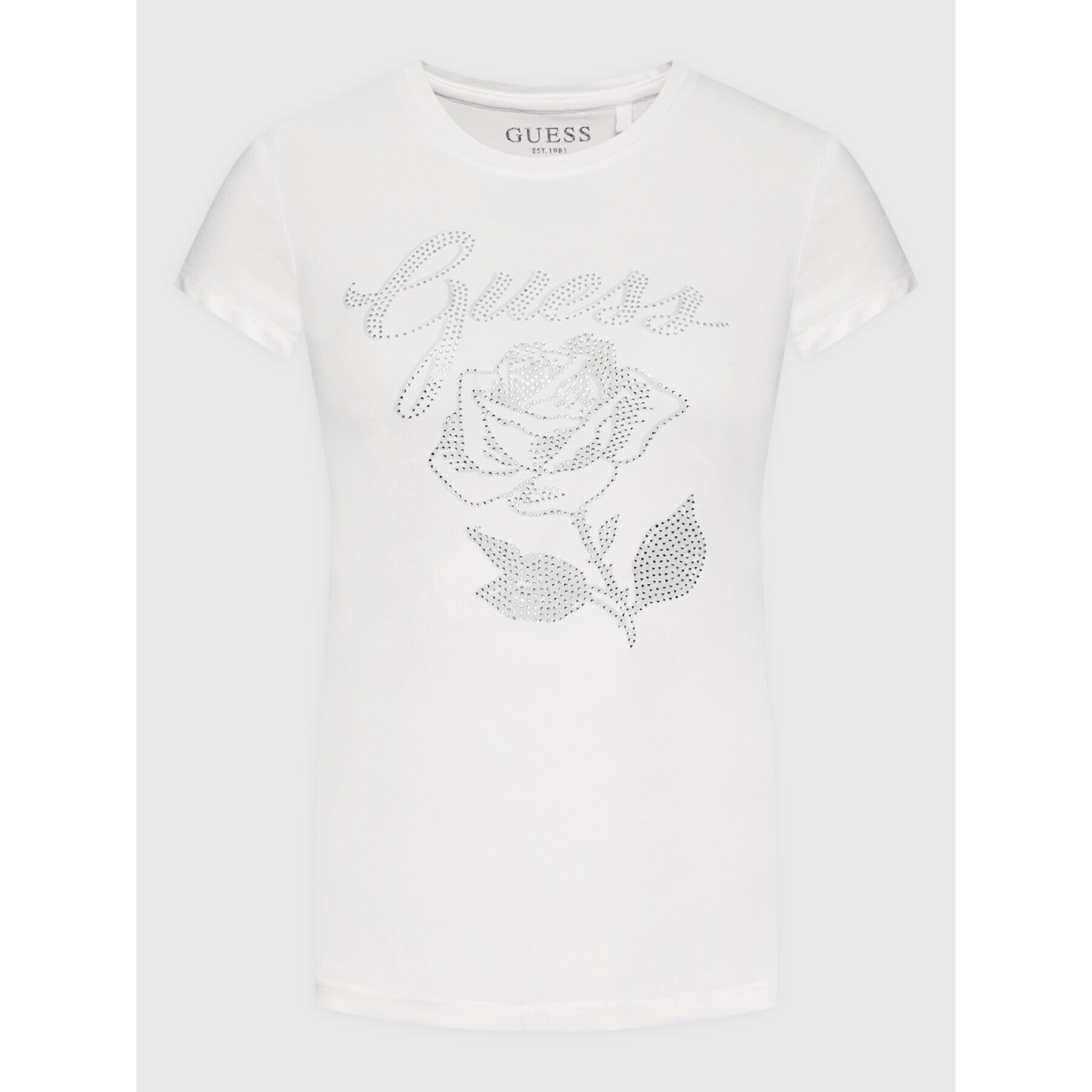 Guess Тишърт Rose Logo W2BI29 KA0Q3 Бял Slim Fit - Pepit.bg