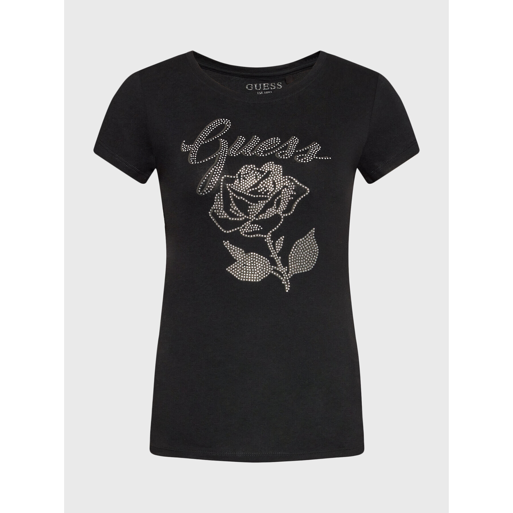 Guess Тишърт Rose Logo W2BI29 KA0Q3 Черен Slim Fit - Pepit.bg