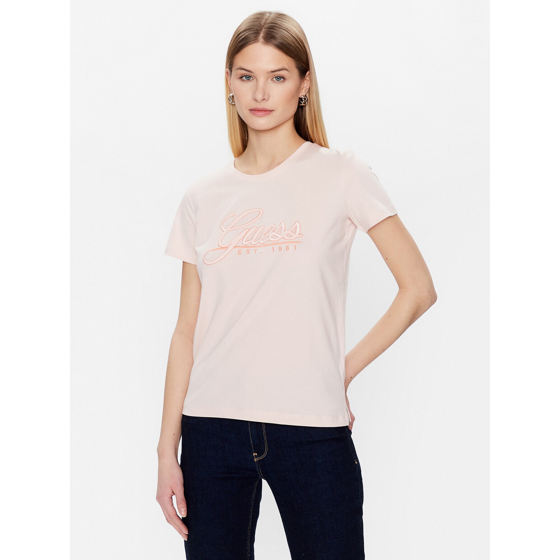 Guess Тишърт Script W3GI36 I3Z14 Розов Regular Fit - Pepit.bg