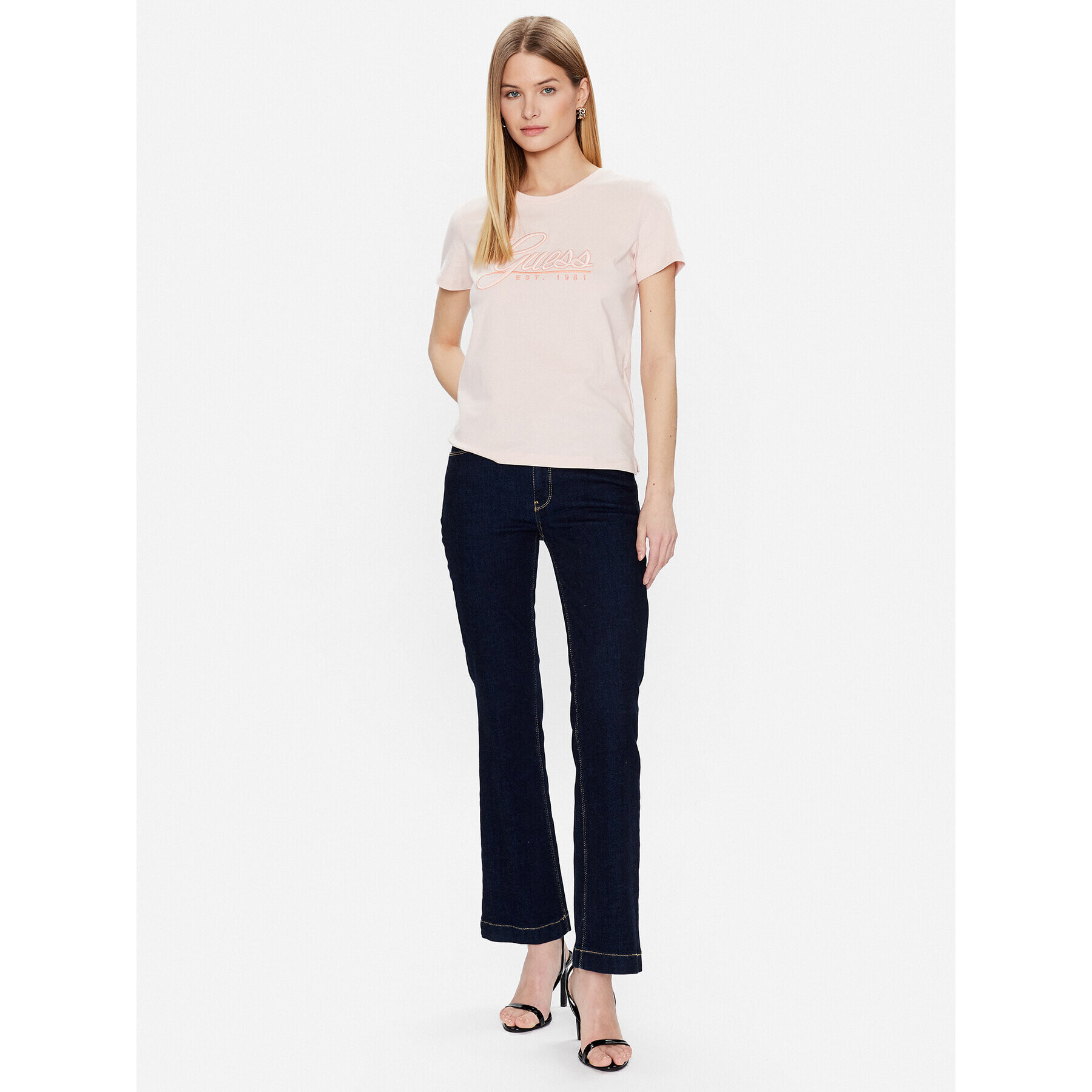 Guess Тишърт Script W3GI36 I3Z14 Розов Regular Fit - Pepit.bg
