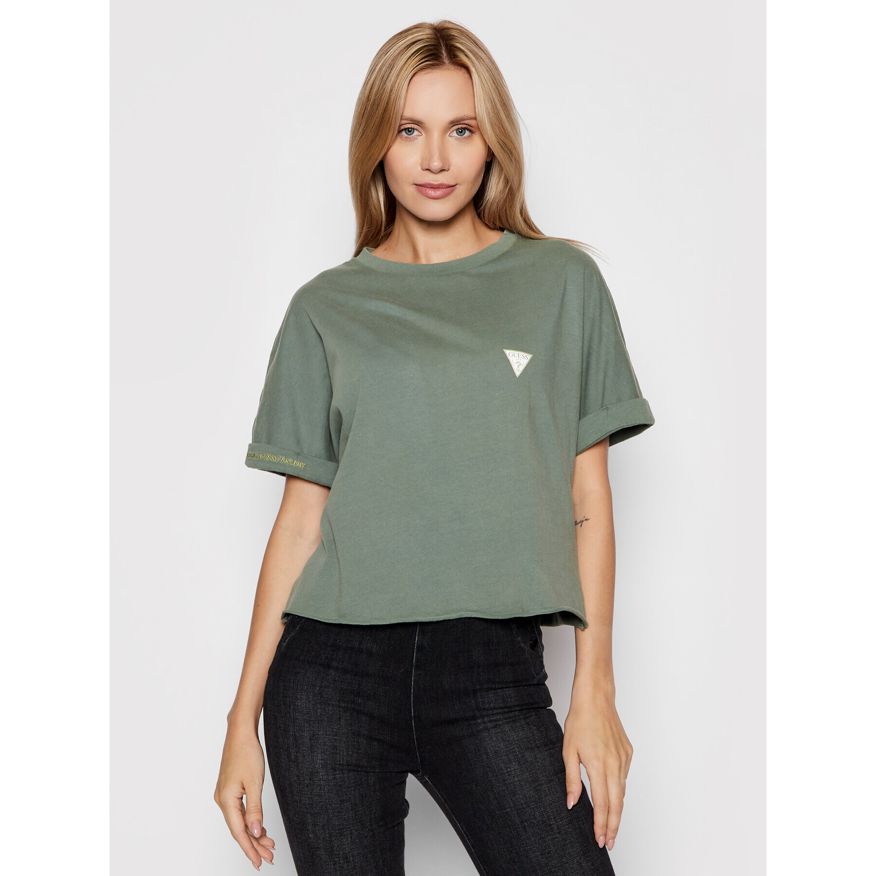 Guess Тишърт Selena W1YI83 I3Z11 Зелен Loose Fit - Pepit.bg