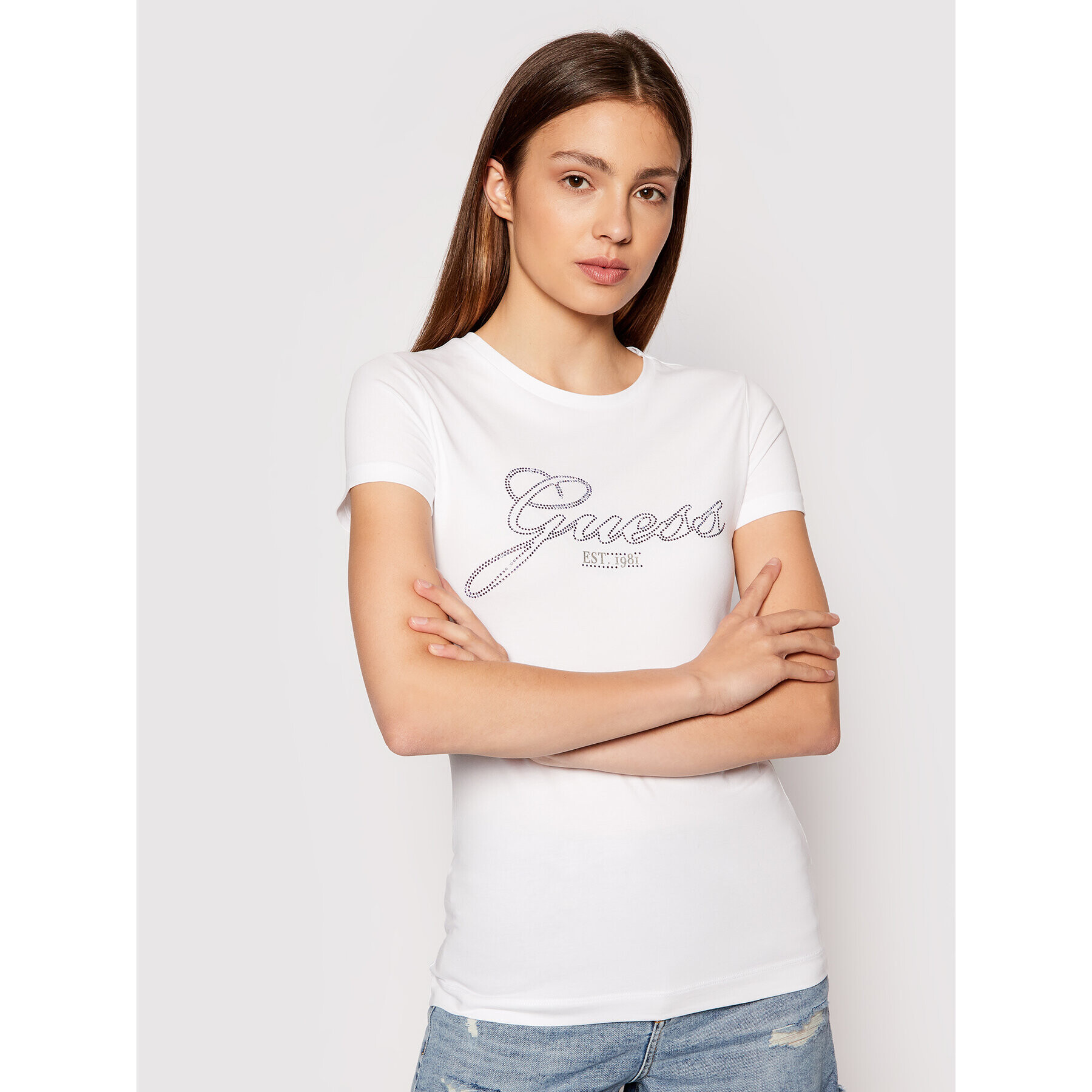 Guess Тишърт Selina W1YI85 J1311 Бял Slim Fit - Pepit.bg