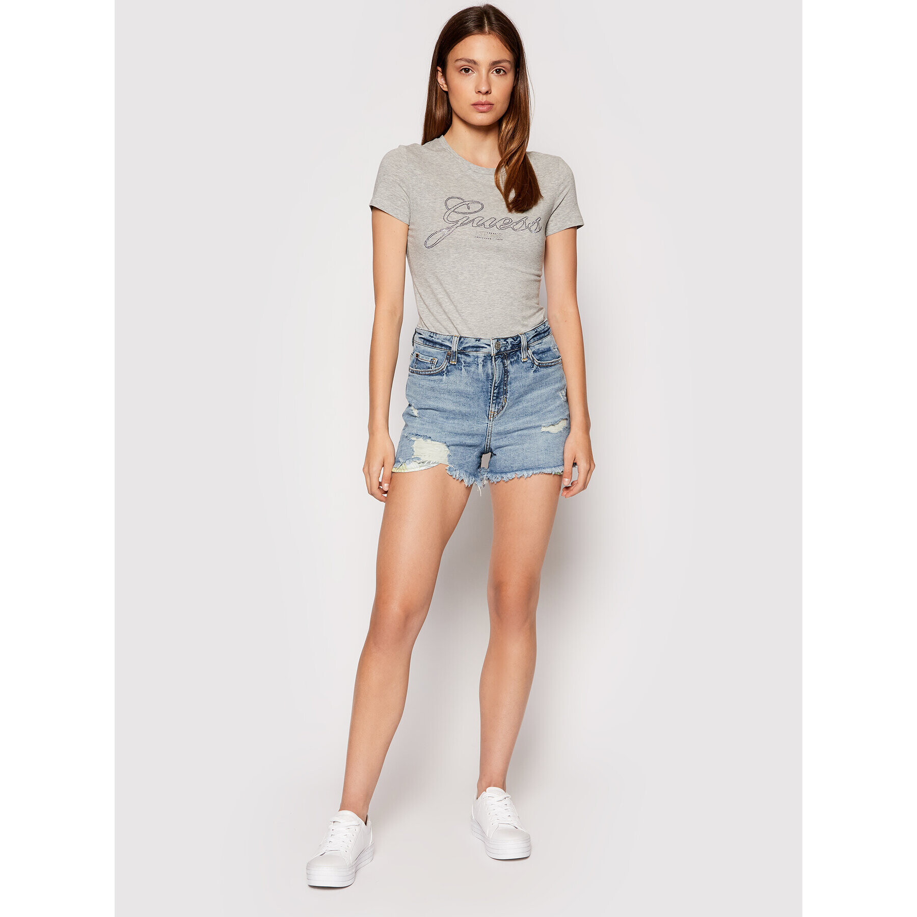Guess Тишърт Selina W1YI85 J1311 Сив Slim Fit - Pepit.bg