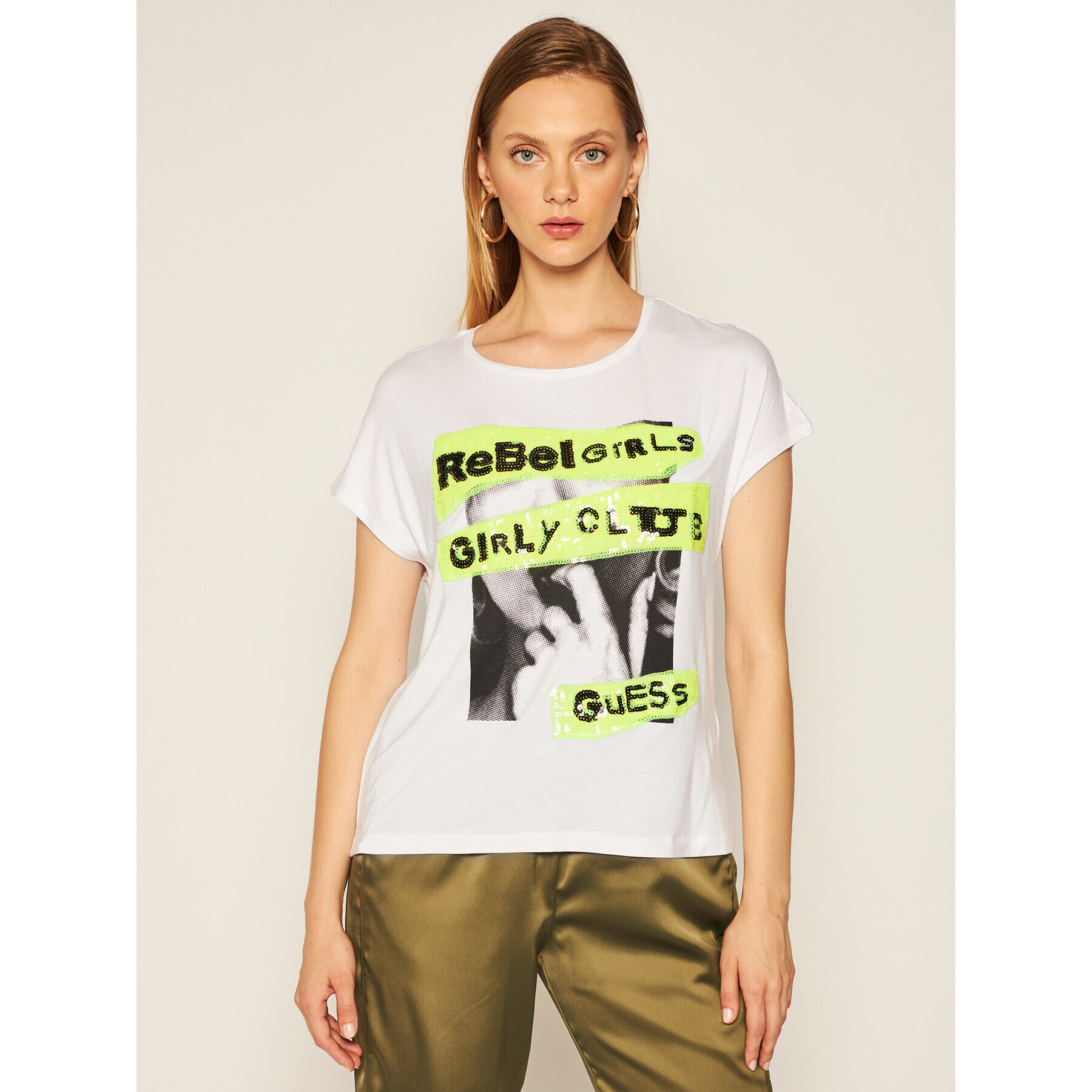 Guess Тишърт Shelly W0YI95 K68D0 Бял Regular Fit - Pepit.bg