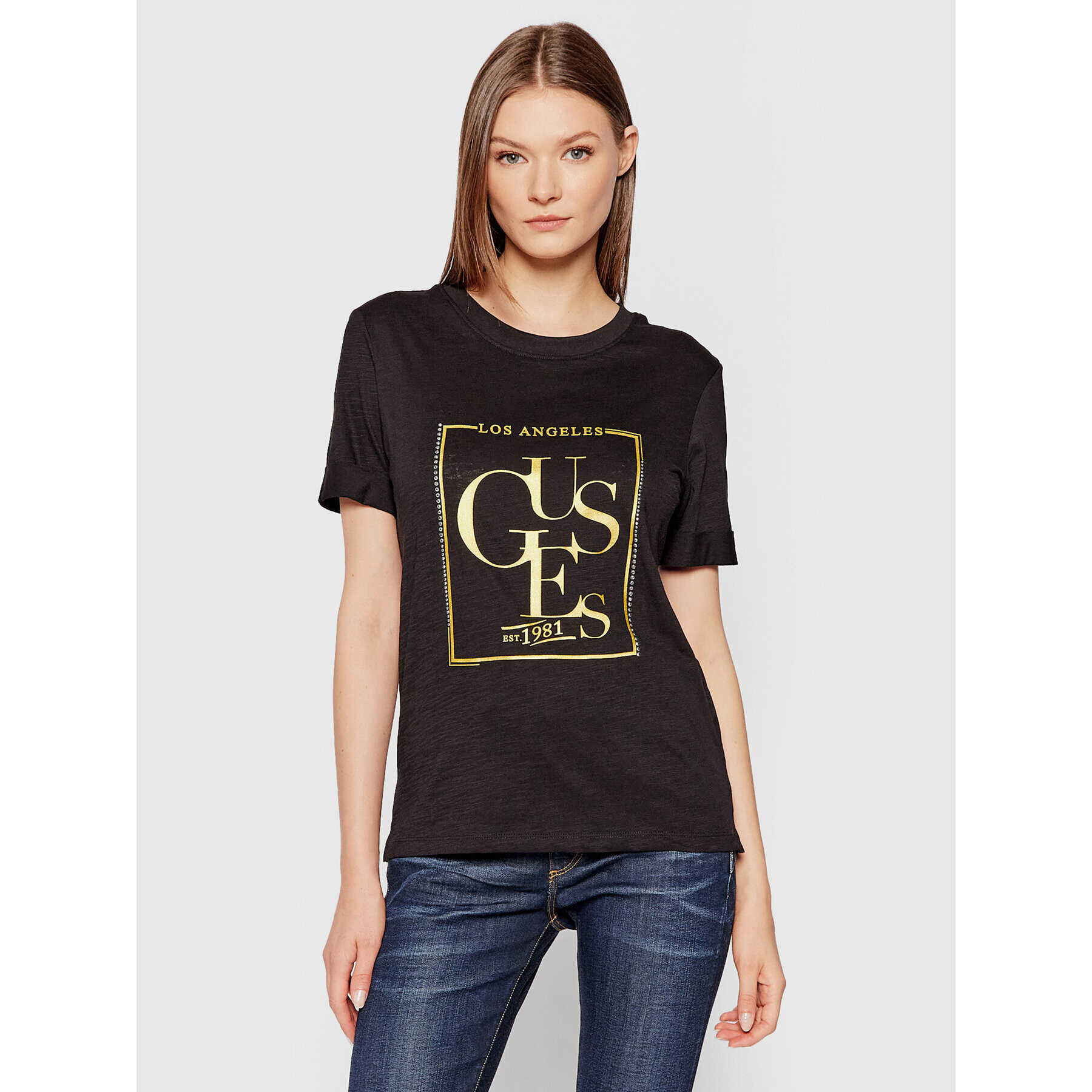 Guess Тишърт Simonne W1YI0Q R8G00 Черен Regular Fit - Pepit.bg