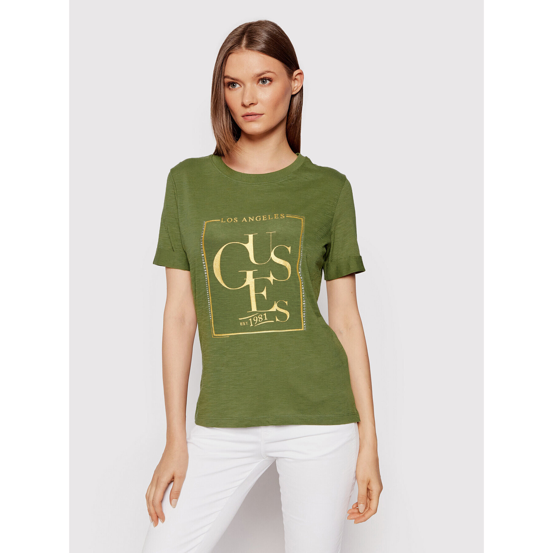 Guess Тишърт Simonne W1YI0Q R8G00 Зелен Relaxed Fit - Pepit.bg