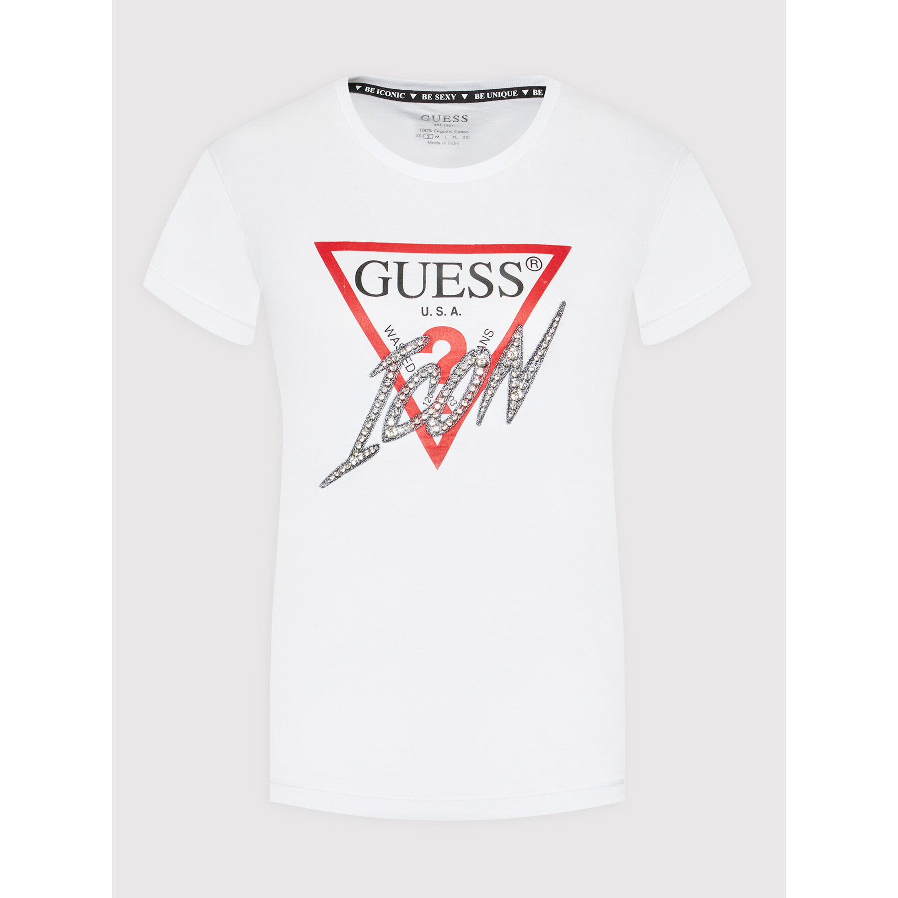 Guess Тишърт Sparkle Icon W2RI07 I3Z11 Бял Regular Fit - Pepit.bg