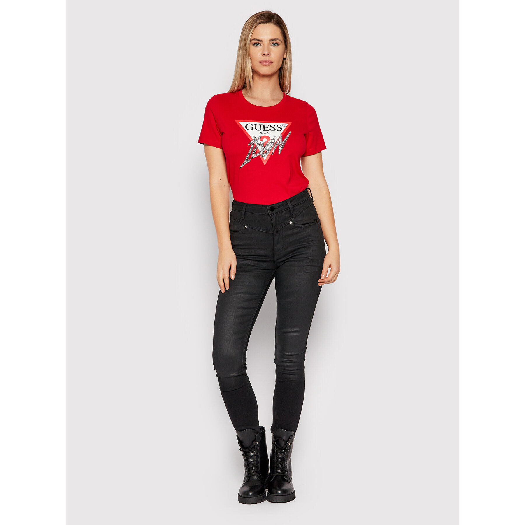 Guess Тишърт Sparkle Icon W2RI07 I3Z11 Червен Regular Fit - Pepit.bg