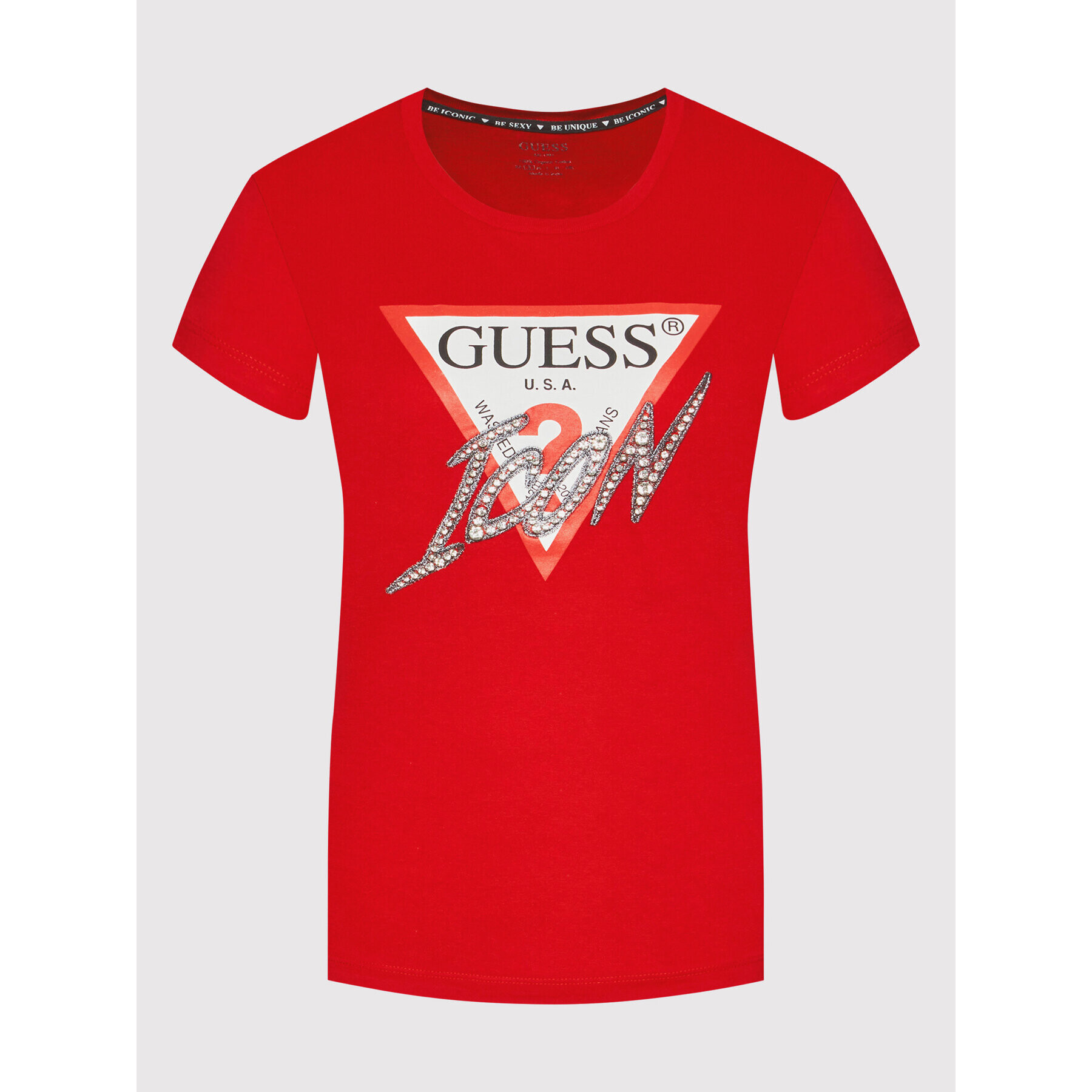 Guess Тишърт Sparkle Icon W2RI07 I3Z11 Червен Regular Fit - Pepit.bg