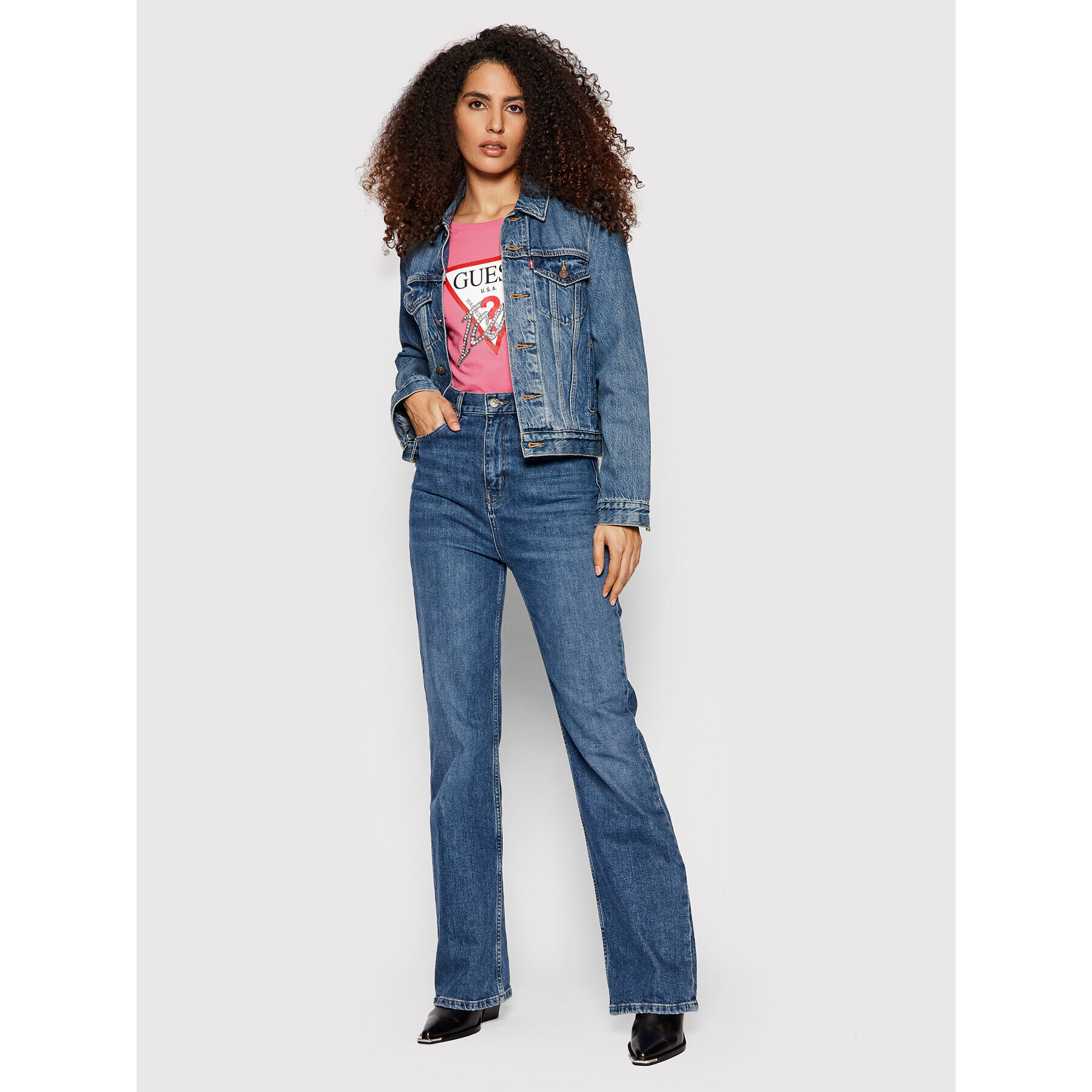 Guess Тишърт Sparkle Icon W2RI07 I3Z11 Розов Regular Fit - Pepit.bg
