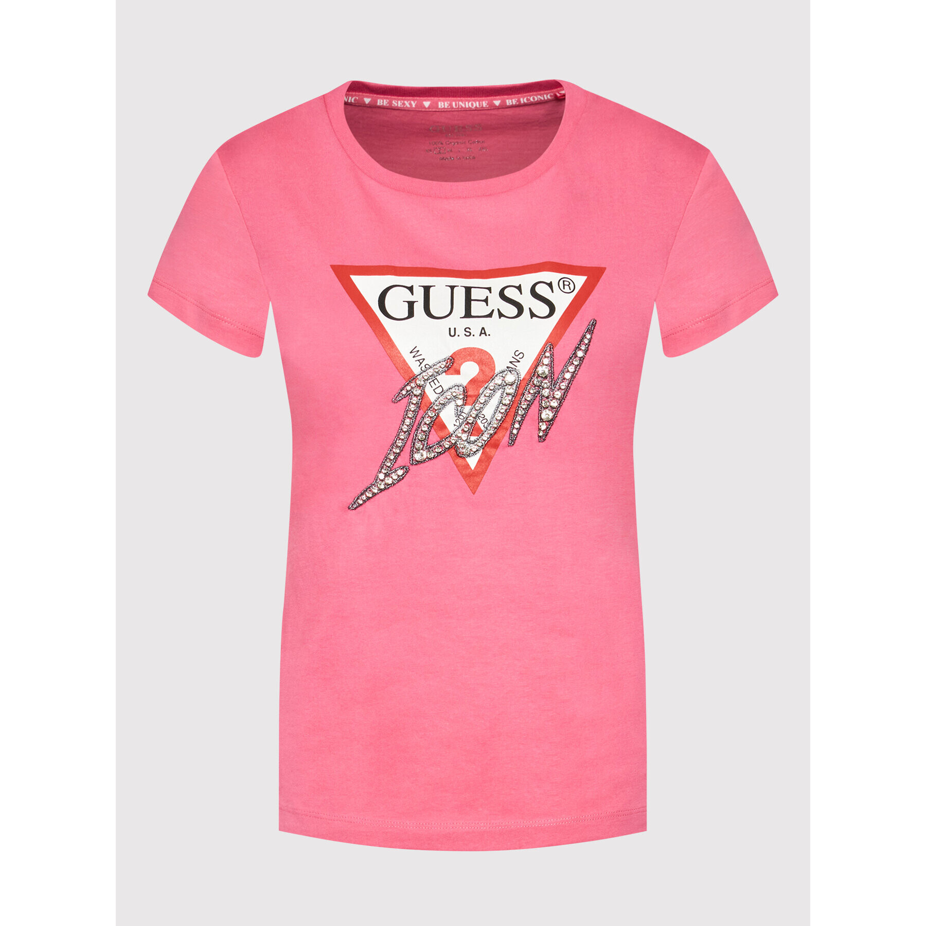 Guess Тишърт Sparkle Icon W2RI07 I3Z11 Розов Regular Fit - Pepit.bg