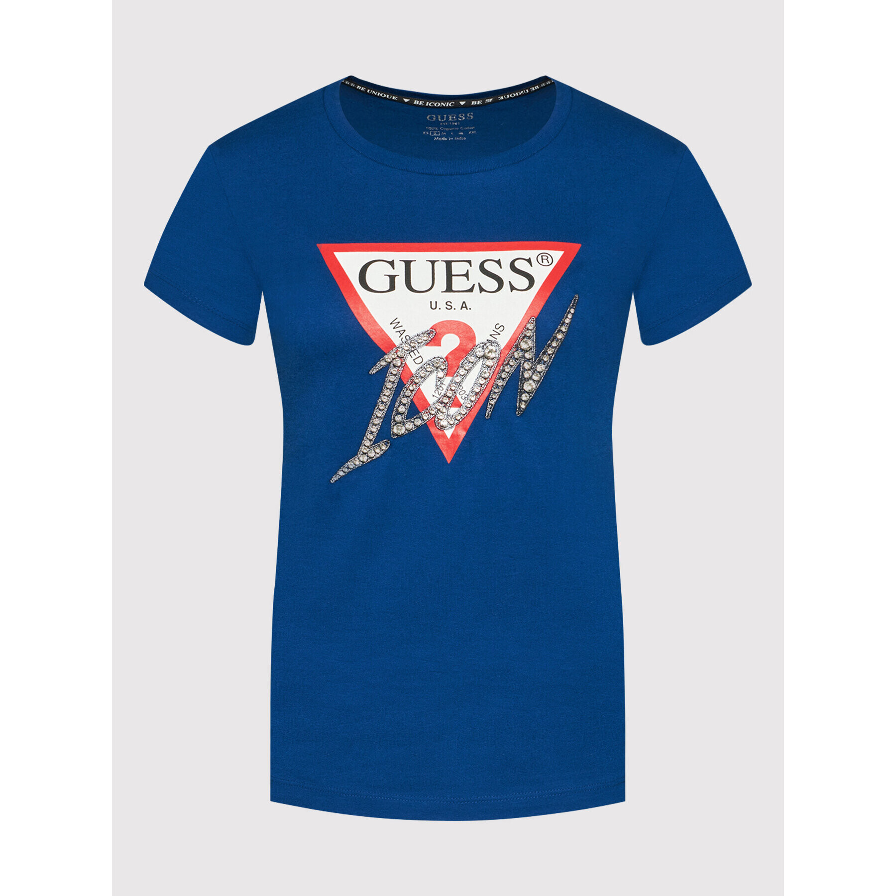 Guess Тишърт Sparkle Icon W2RI07 I3Z11 Тъмносин Regular Fit - Pepit.bg