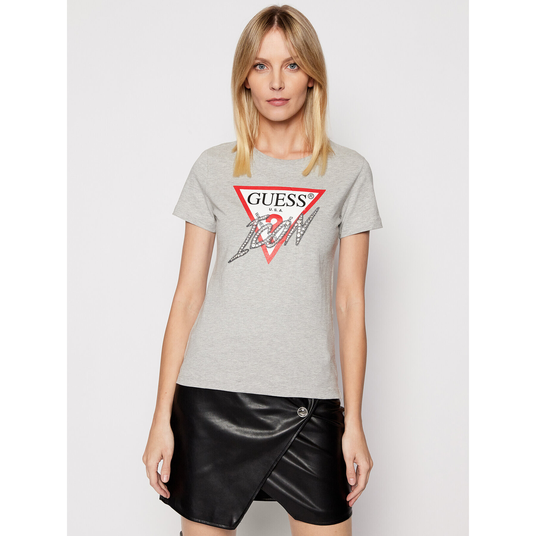 Guess Тишърт Sparkle Icon W2RI07 I3Z11 Сив Regular Fit - Pepit.bg