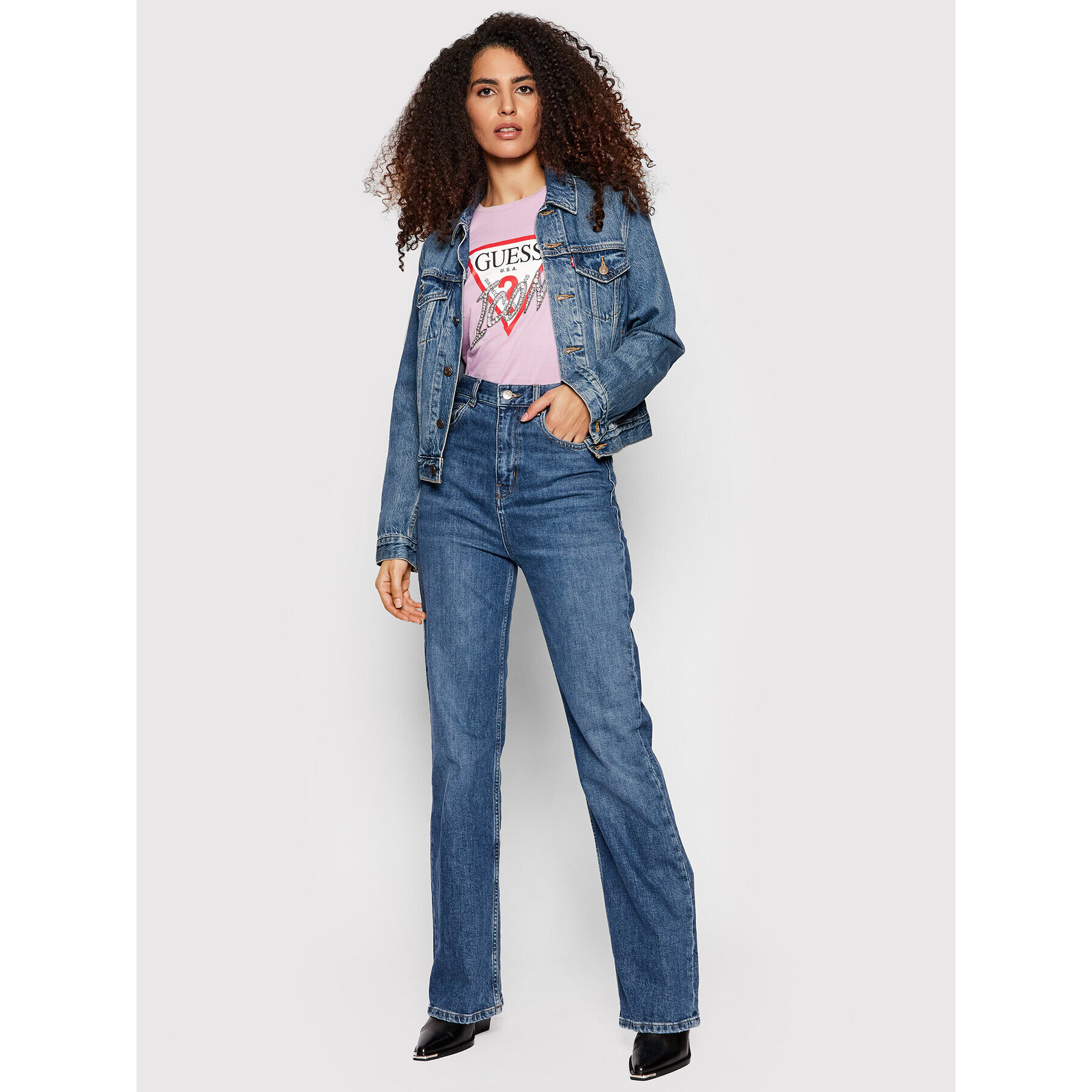 Guess Тишърт Sparkle Icon W2RI07 I3Z11 Виолетов Regular Fit - Pepit.bg