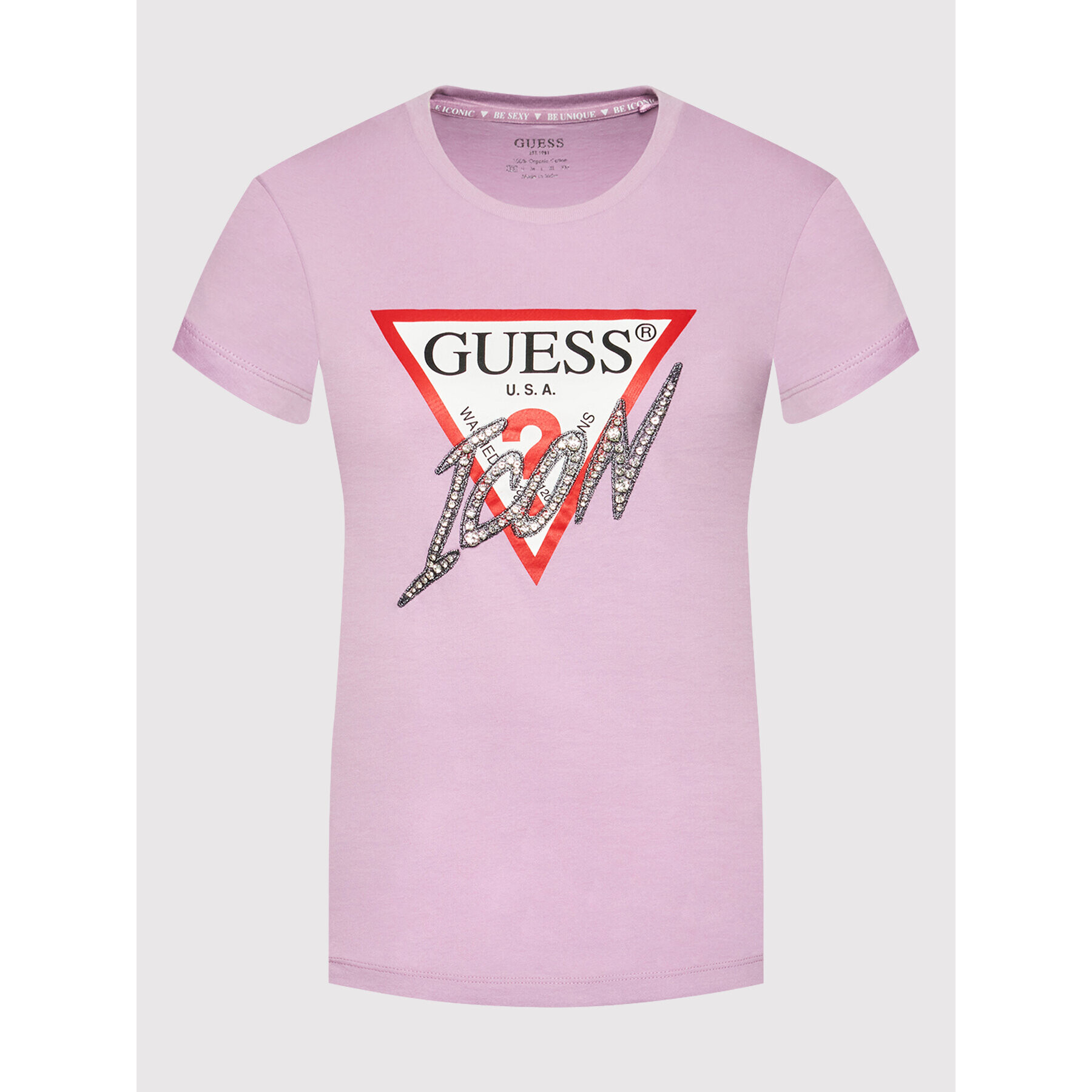 Guess Тишърт Sparkle Icon W2RI07 I3Z11 Виолетов Regular Fit - Pepit.bg