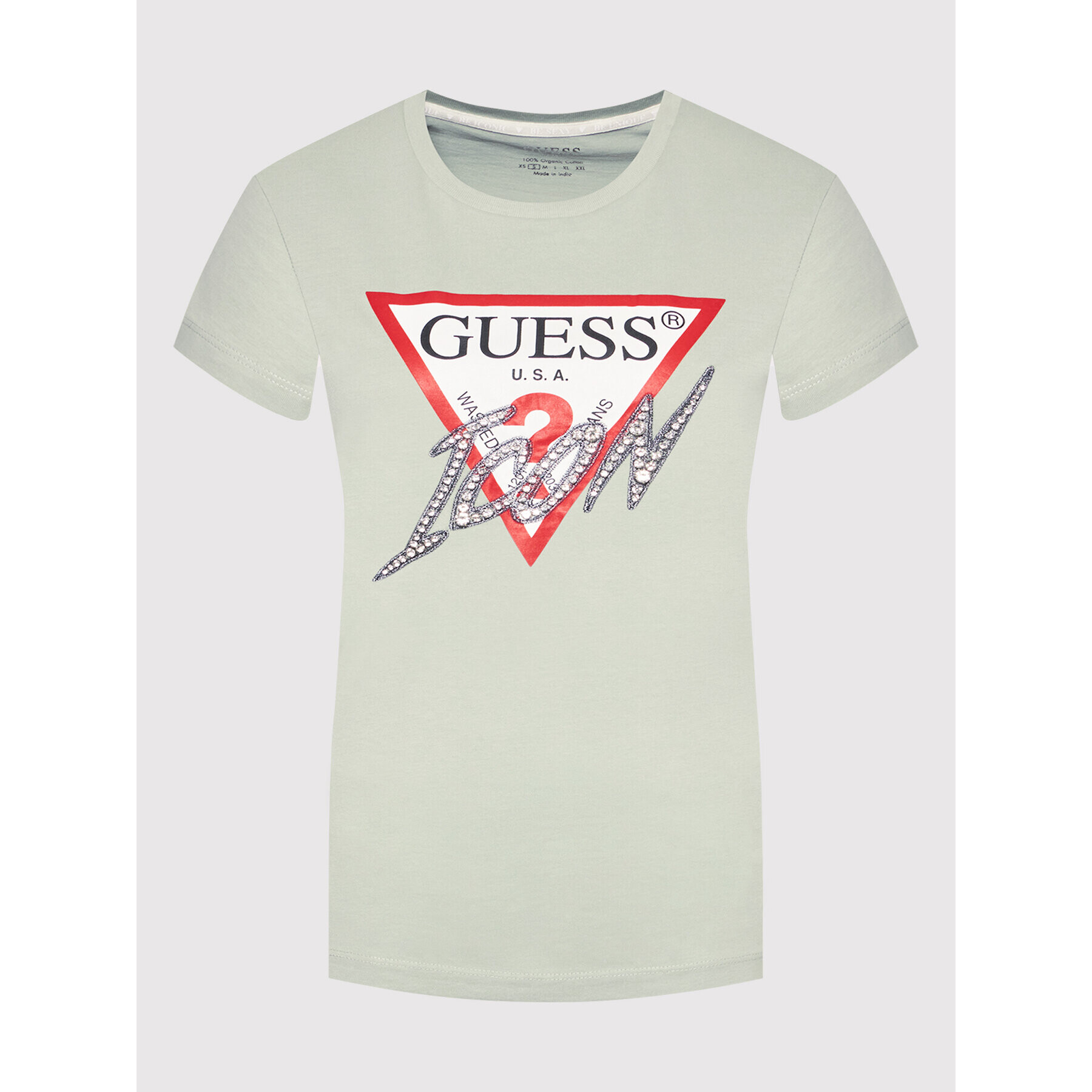Guess Тишърт Sparkle Icon W2RI07 I3Z11 Зелен Regular Fit - Pepit.bg
