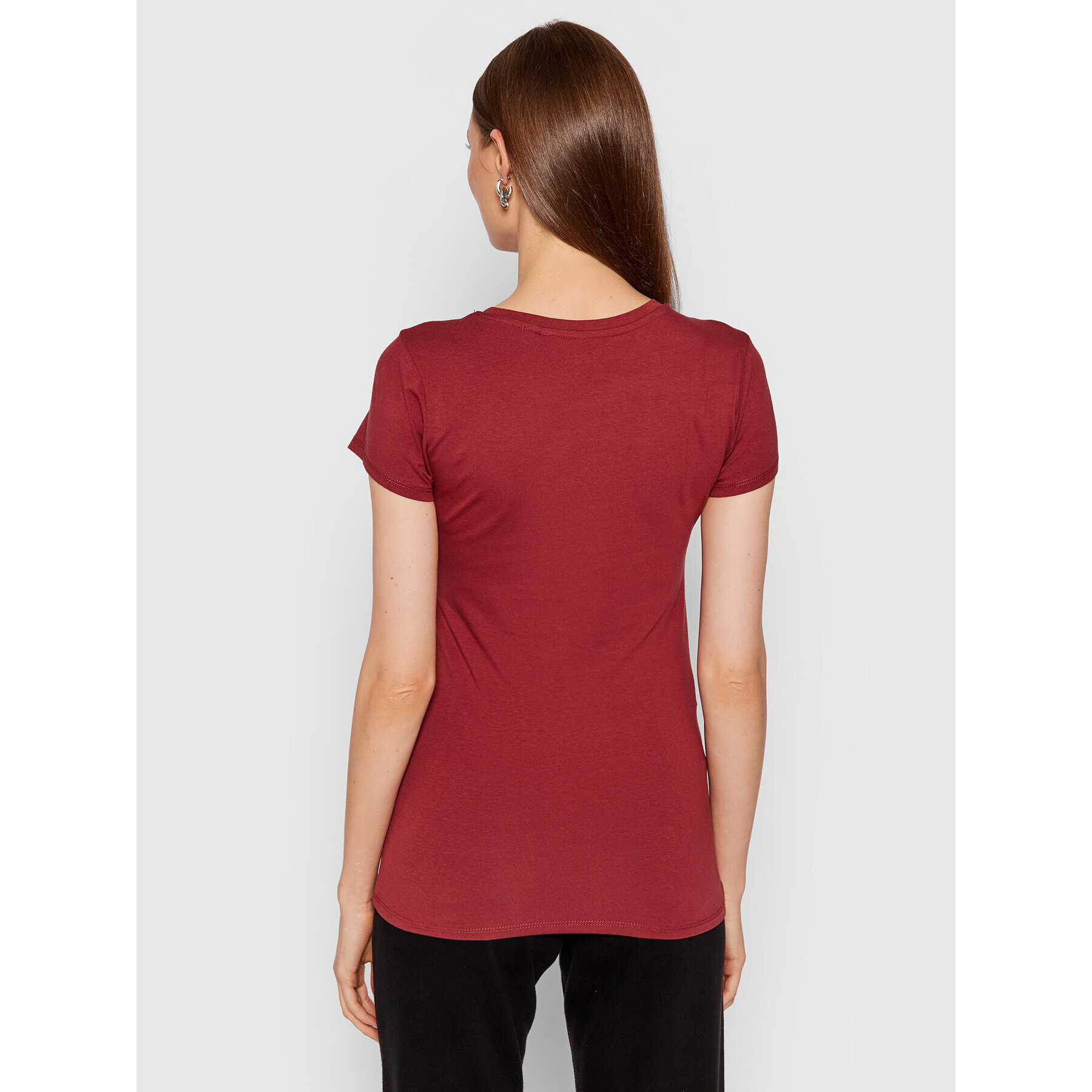 Guess Тишърт Split Script Logo W1BI22 KAKZ1 Бордо Slim Fit - Pepit.bg