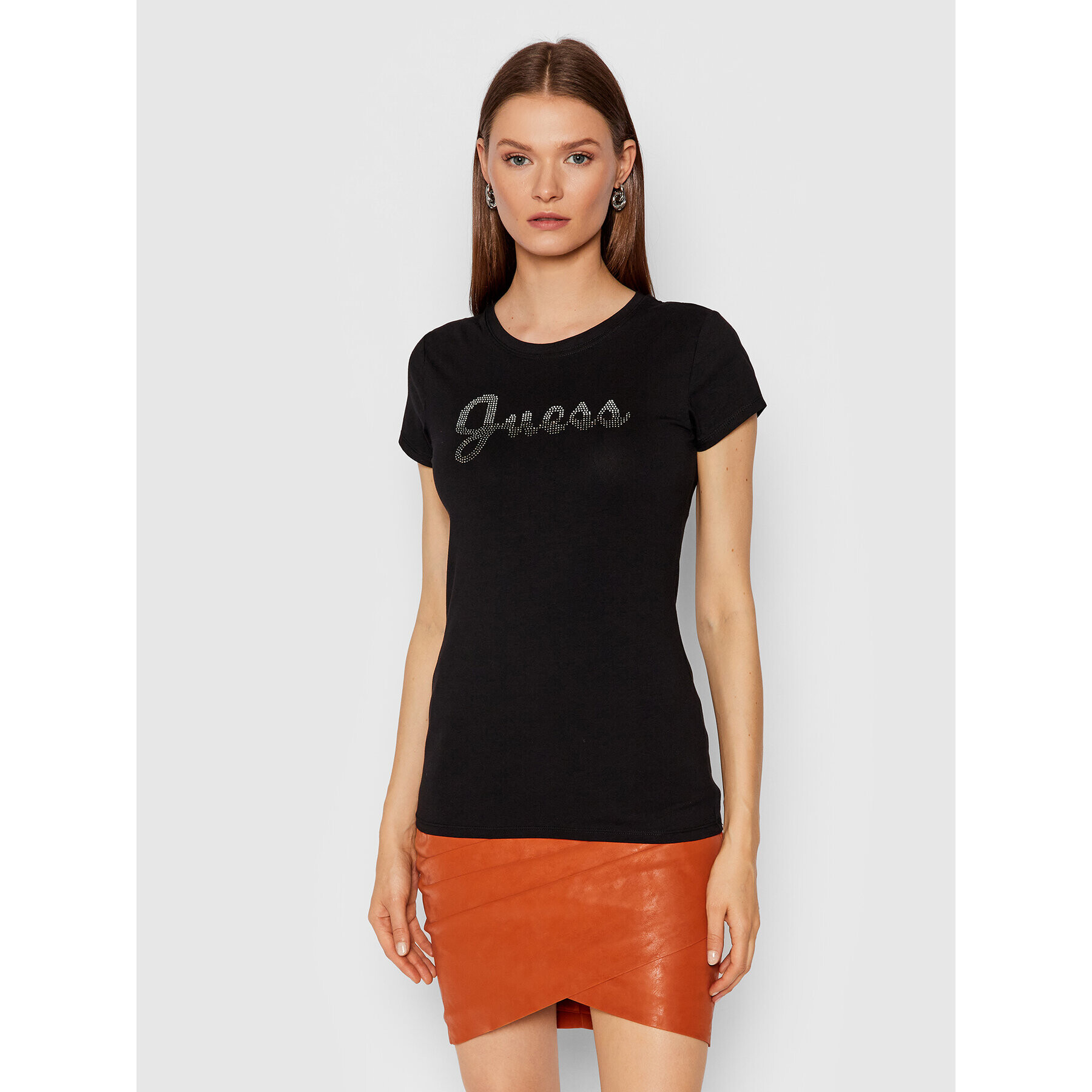 Guess Тишърт Split Script Logo W1BI22 KAKZ1 Черен Slim Fit - Pepit.bg