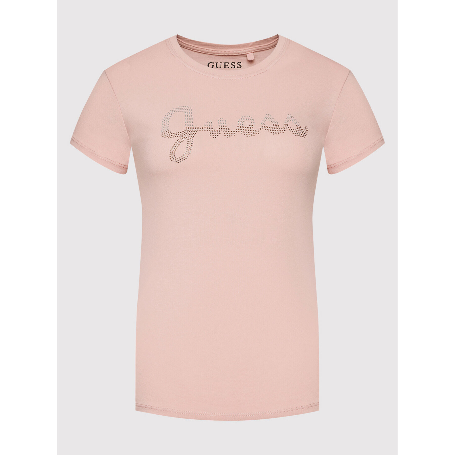 Guess Тишърт Split Script Logo W1BI22 KAKZ1 Розов Slim Fit - Pepit.bg