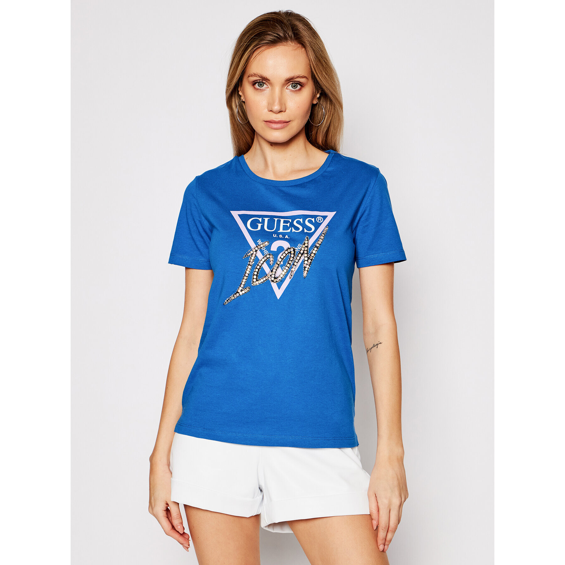 Guess Тишърт Ss Cn Icon Tee W1RI25 I3Z00 Син Regular Fit - Pepit.bg