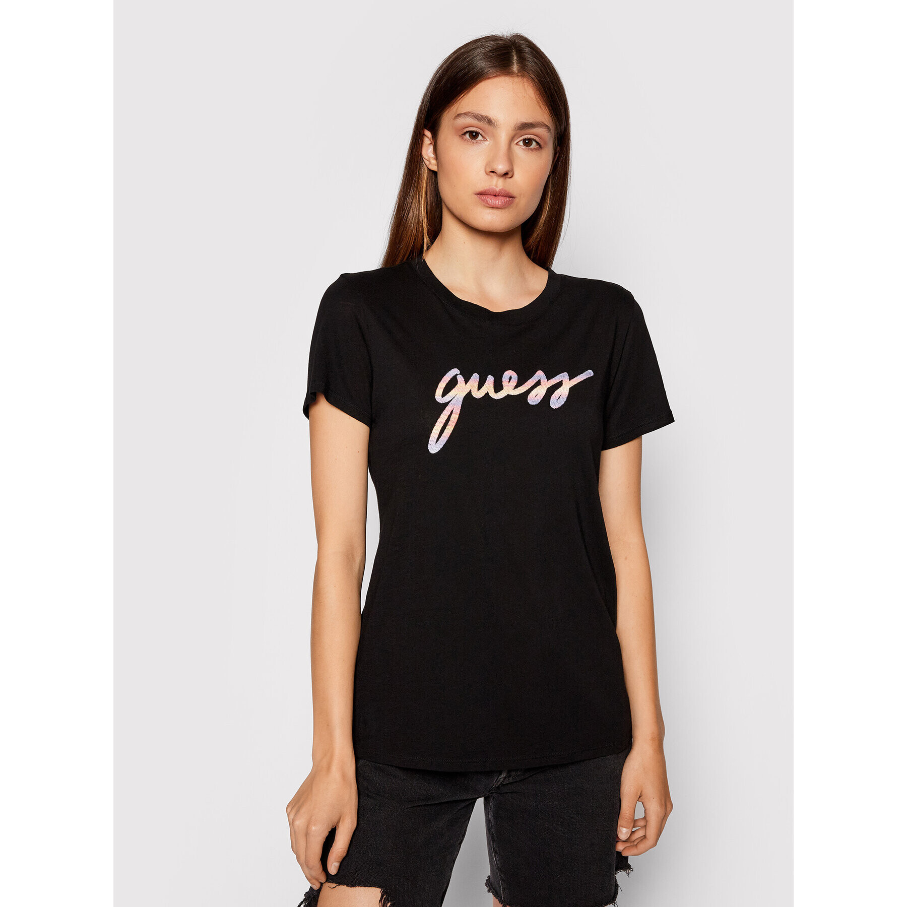 Guess Тишърт Sunset Gradient W1YI47 R9SN2 Черен Regular Fit - Pepit.bg