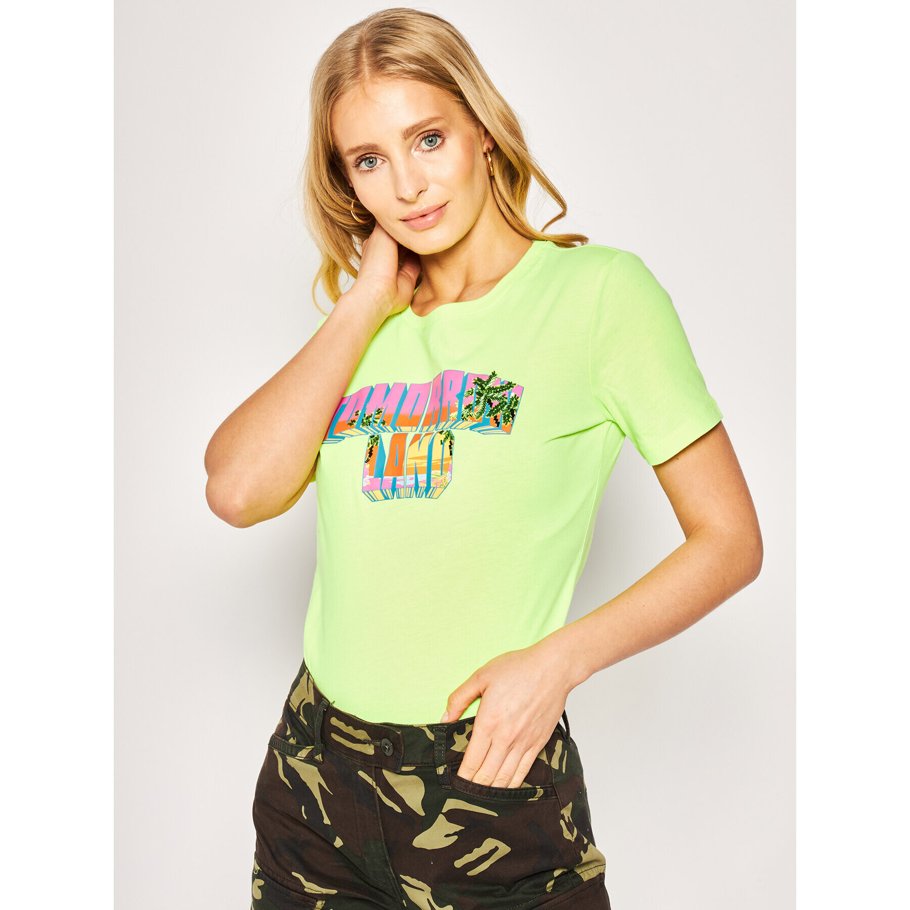 Guess Тишърт Tessa W0GI0K JA900 Зелен Regular Fit - Pepit.bg