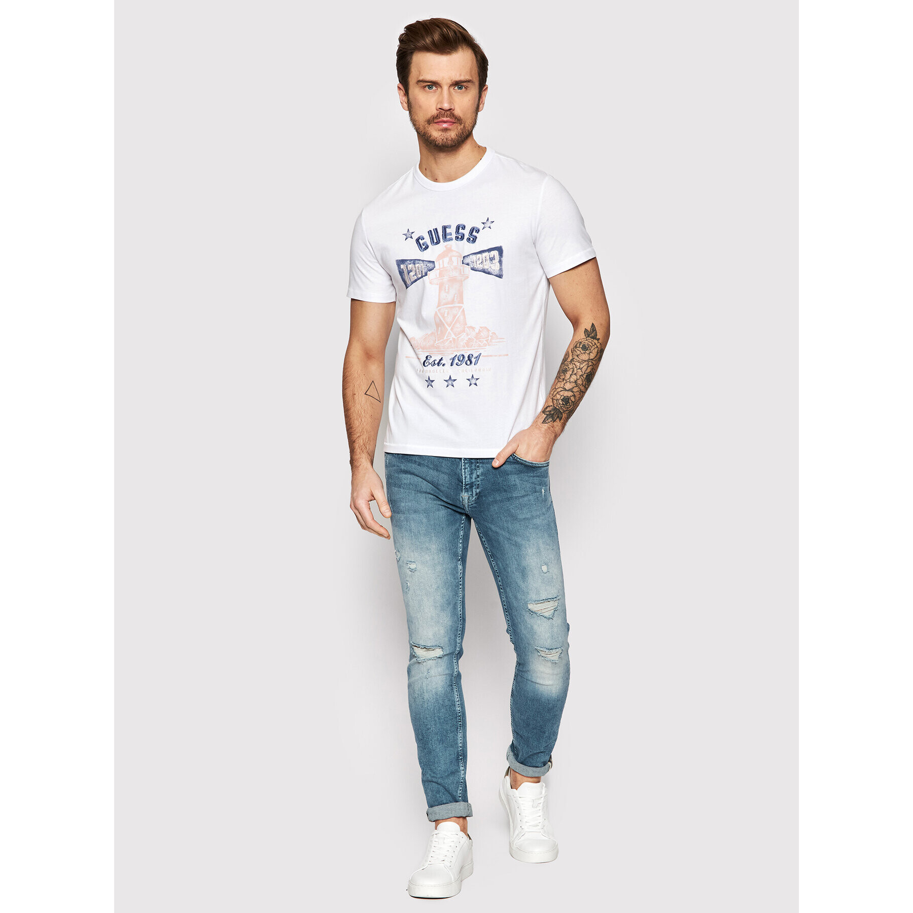 Guess Тишърт Thewat M2GI15 K8FQ0 Бял Regular Fit - Pepit.bg