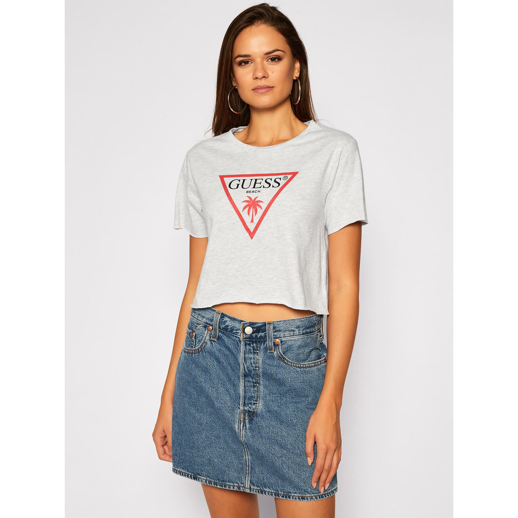 Guess Тишърт Triangle Logo E02I01 K8FY0 Сив Relaxed Fit - Pepit.bg