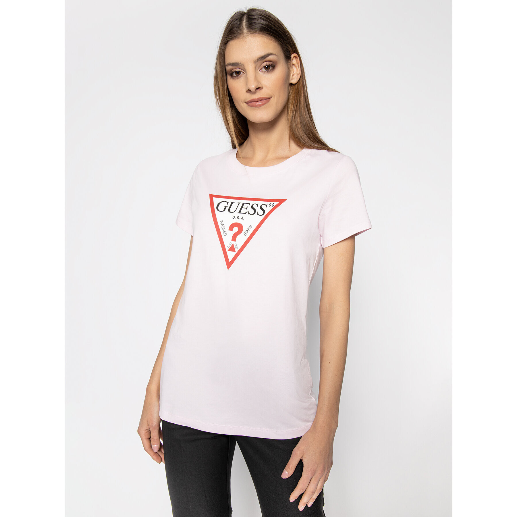 Guess Тишърт Triangle W0GI06 K8HM0 Розов Regular Fit - Pepit.bg
