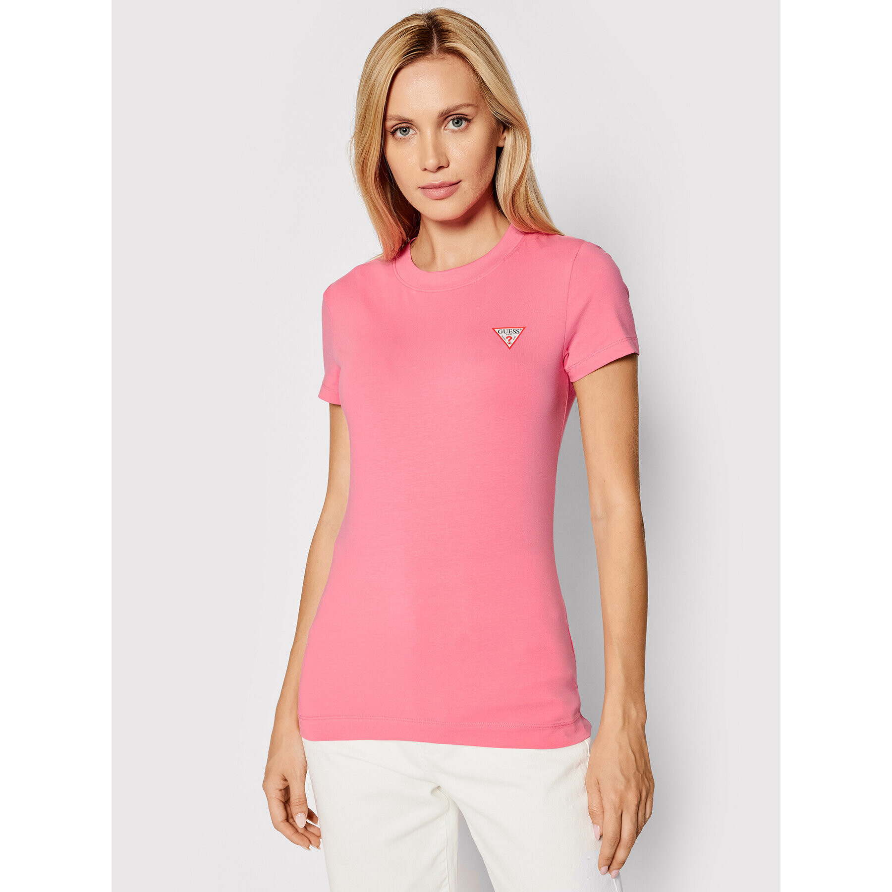 Guess Тишърт Triangle W1YI0Z J1311 Розов Slim Fit - Pepit.bg