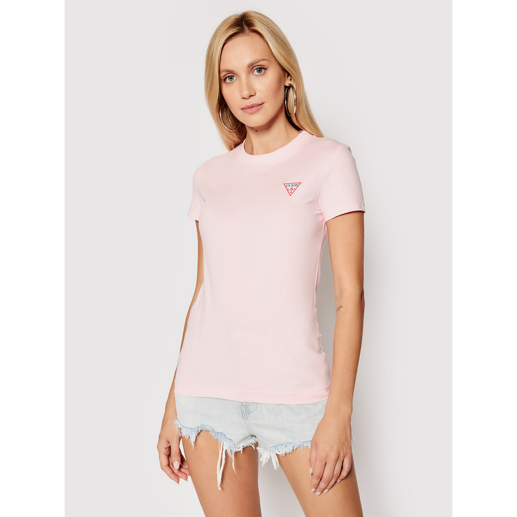 Guess Тишърт Triangle W1YI0Z J1311 Розов Slim Fit - Pepit.bg