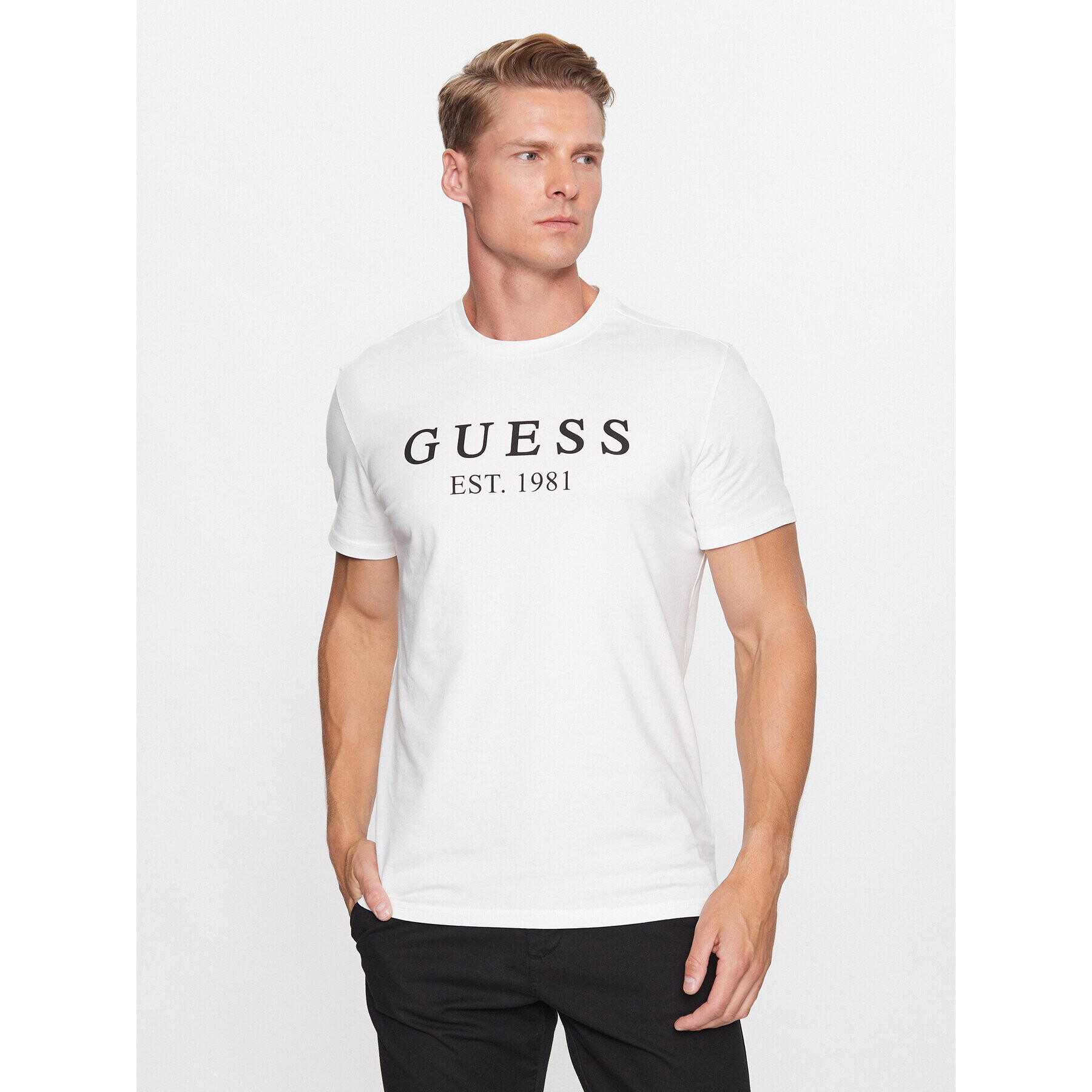 Guess Тишърт U3YI00 K6YW0 Бял Regular Fit - Pepit.bg