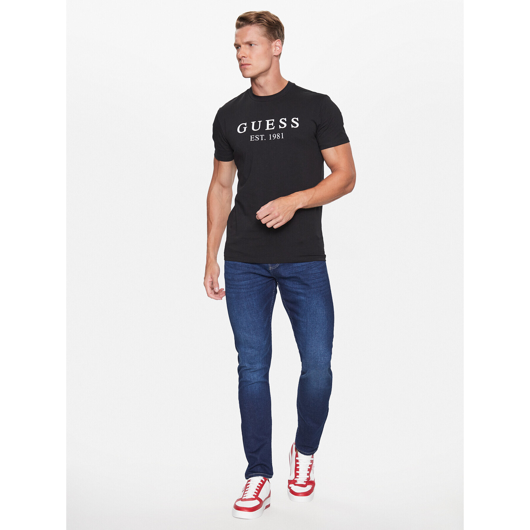 Guess Тишърт U3YI00 K6YW0 Черен Regular Fit - Pepit.bg