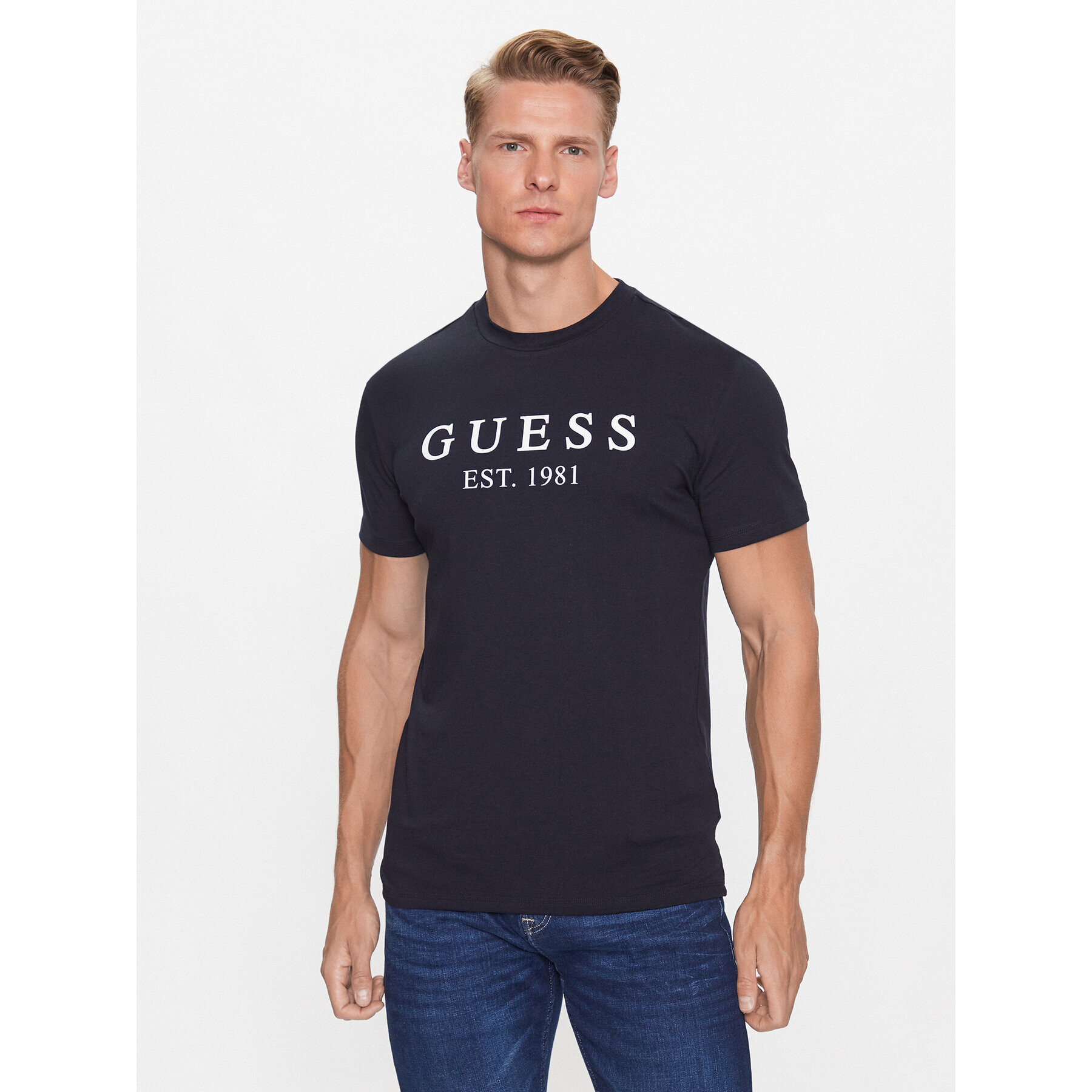 Guess Тишърт U3YI00 K6YW0 Тъмносин Regular Fit - Pepit.bg