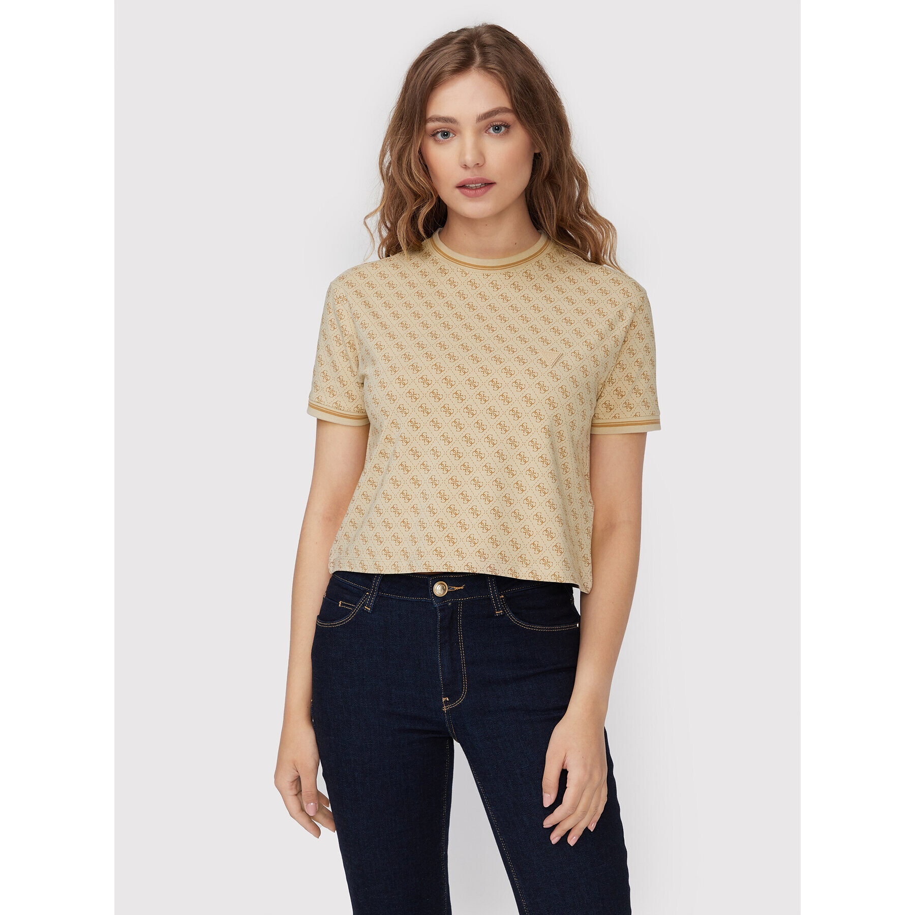 Guess Тишърт V2BI11 J1314 Бежов Relaxed Fit - Pepit.bg