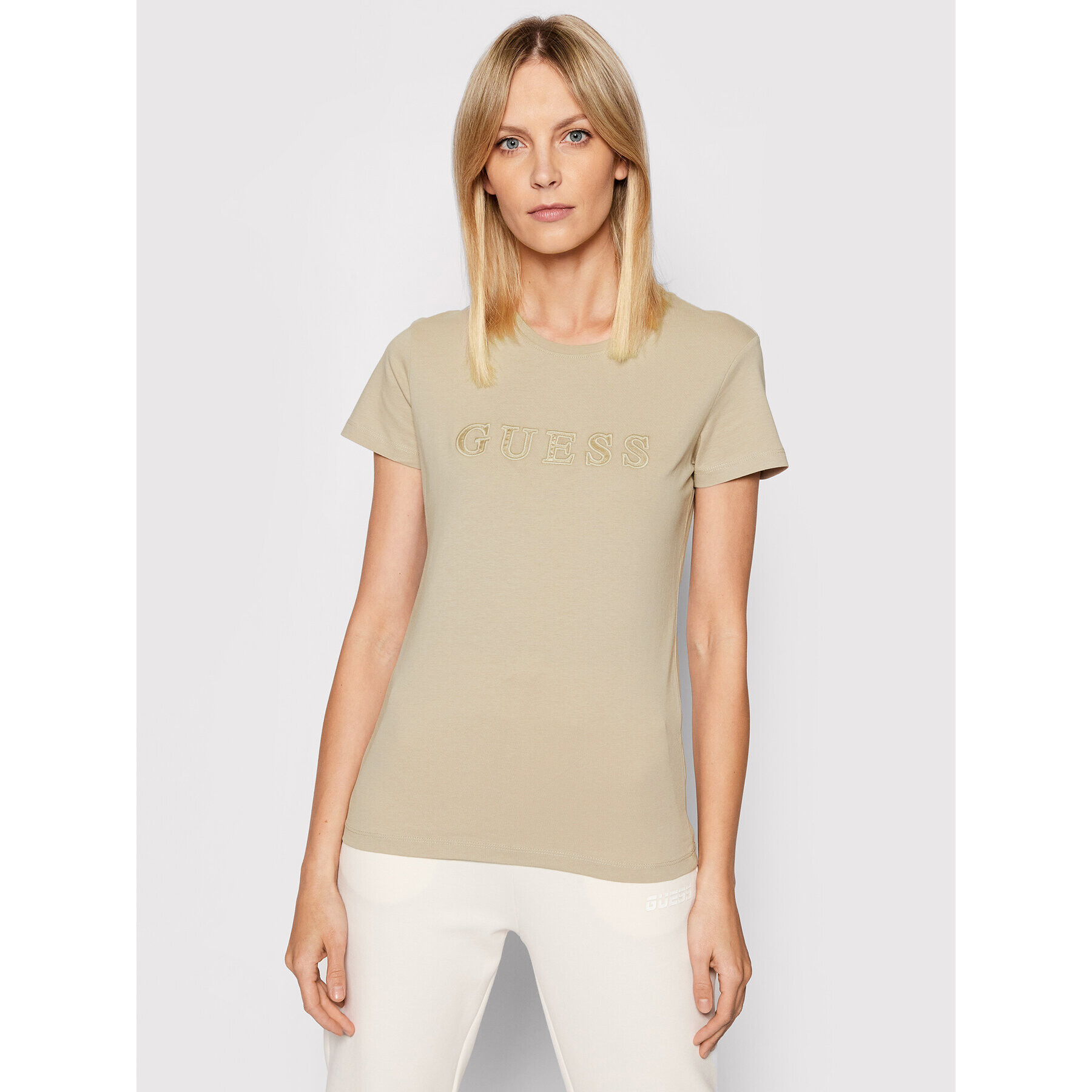 Guess Тишърт V2RI08 K8HM0 Бежов Regular Fit - Pepit.bg