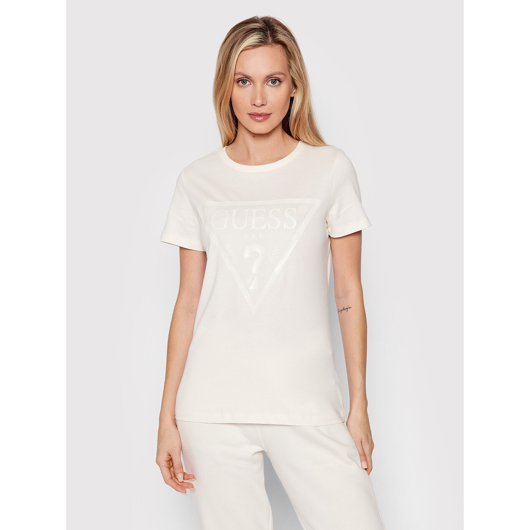 Guess Тишърт V2RI13 K8HM0 Бял Regular Fit - Pepit.bg