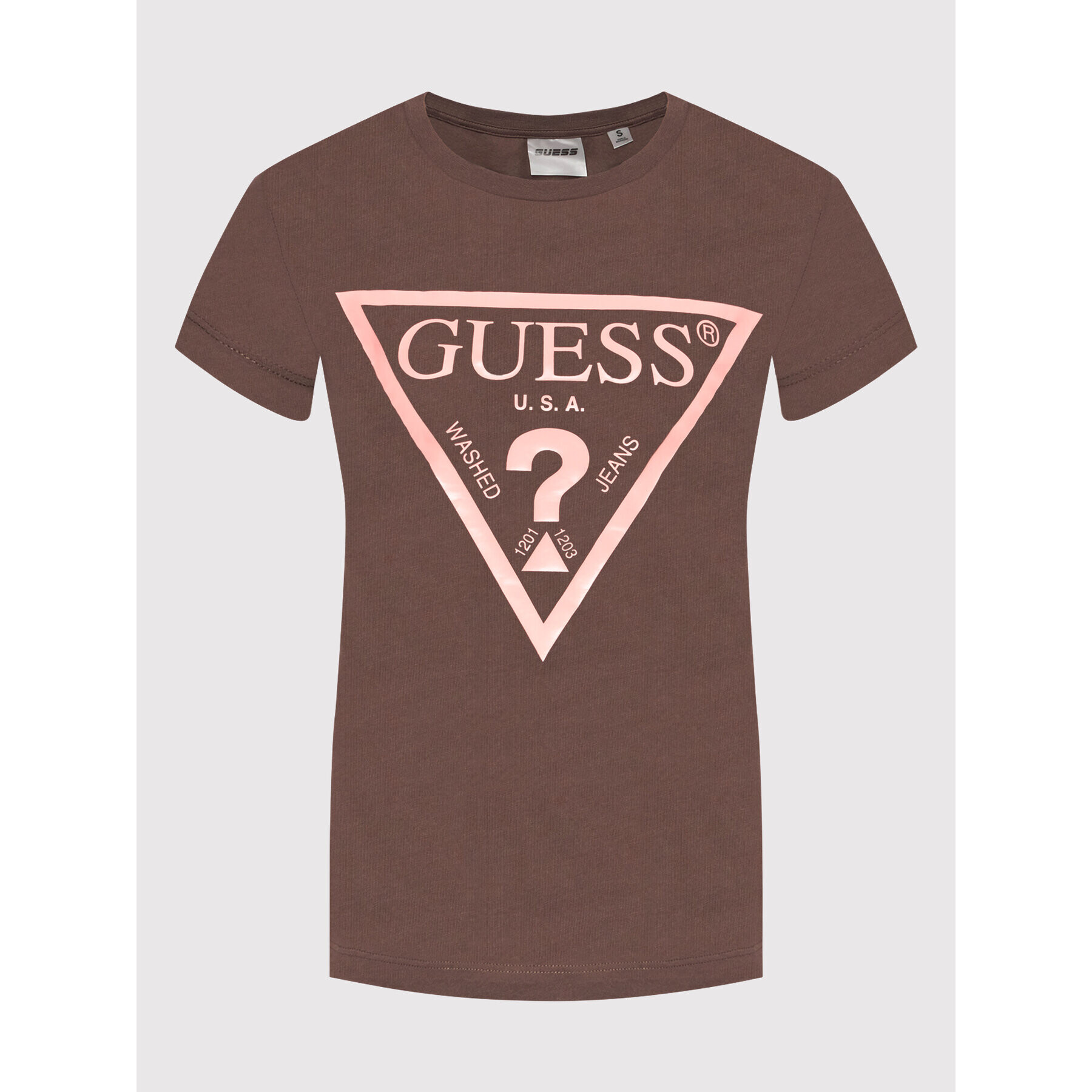 Guess Тишърт V2RI13 K8HM0 Кафяв Regular Fit - Pepit.bg
