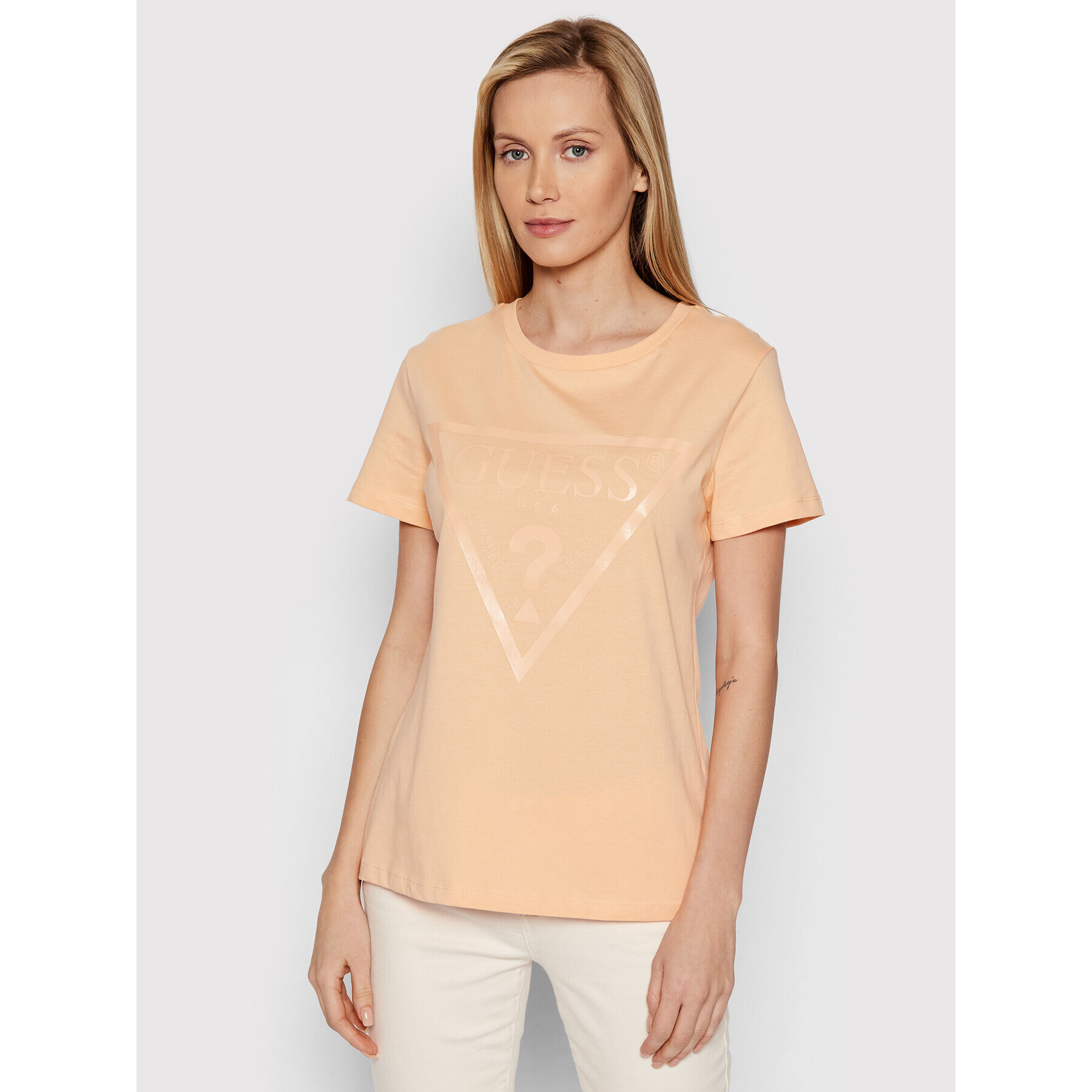 Guess Тишърт V2RI13 K8HM0 Оранжев Regular Fit - Pepit.bg
